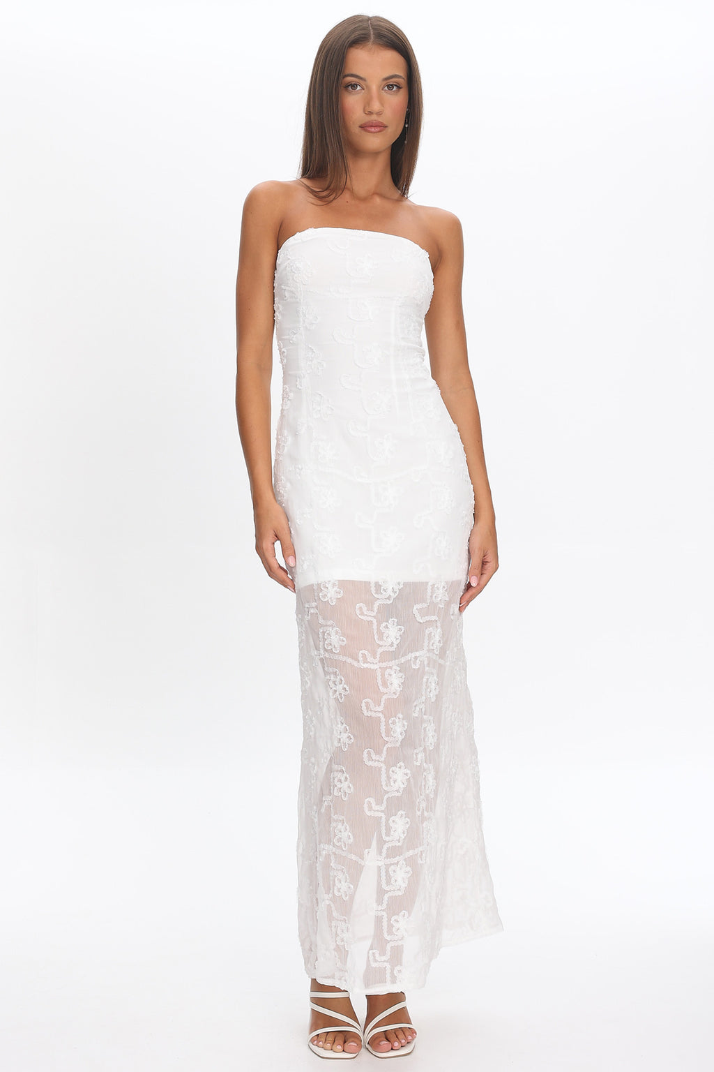 Arlise Strapless Lace Maxi Dress White by Selfie Leslie Australia