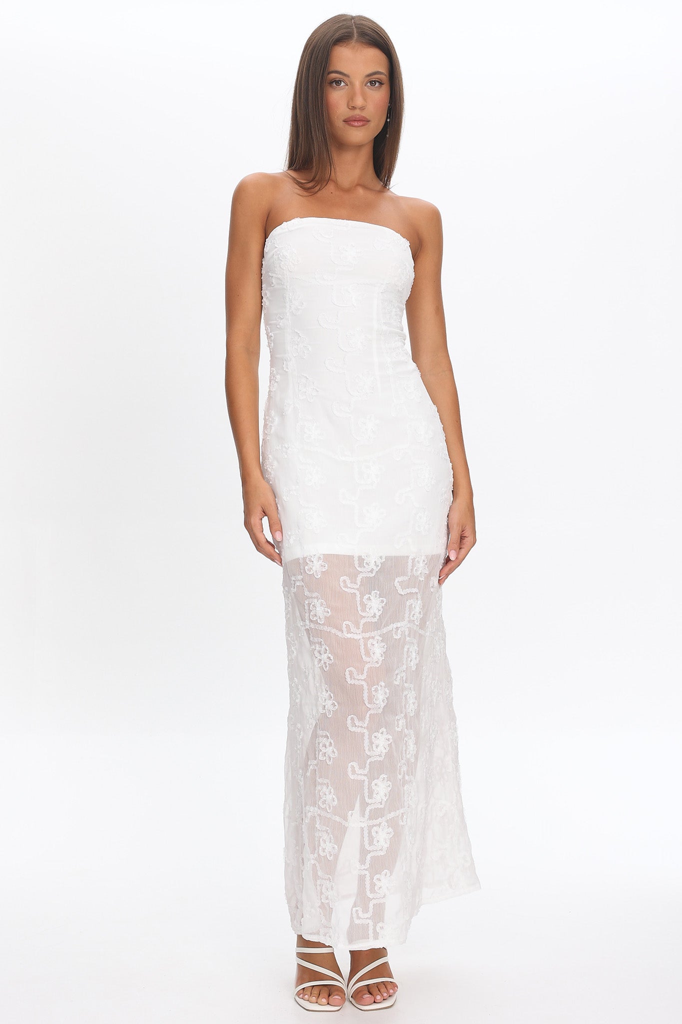 Arlise Strapless Lace Maxi Dress White by Selfie Leslie Australia