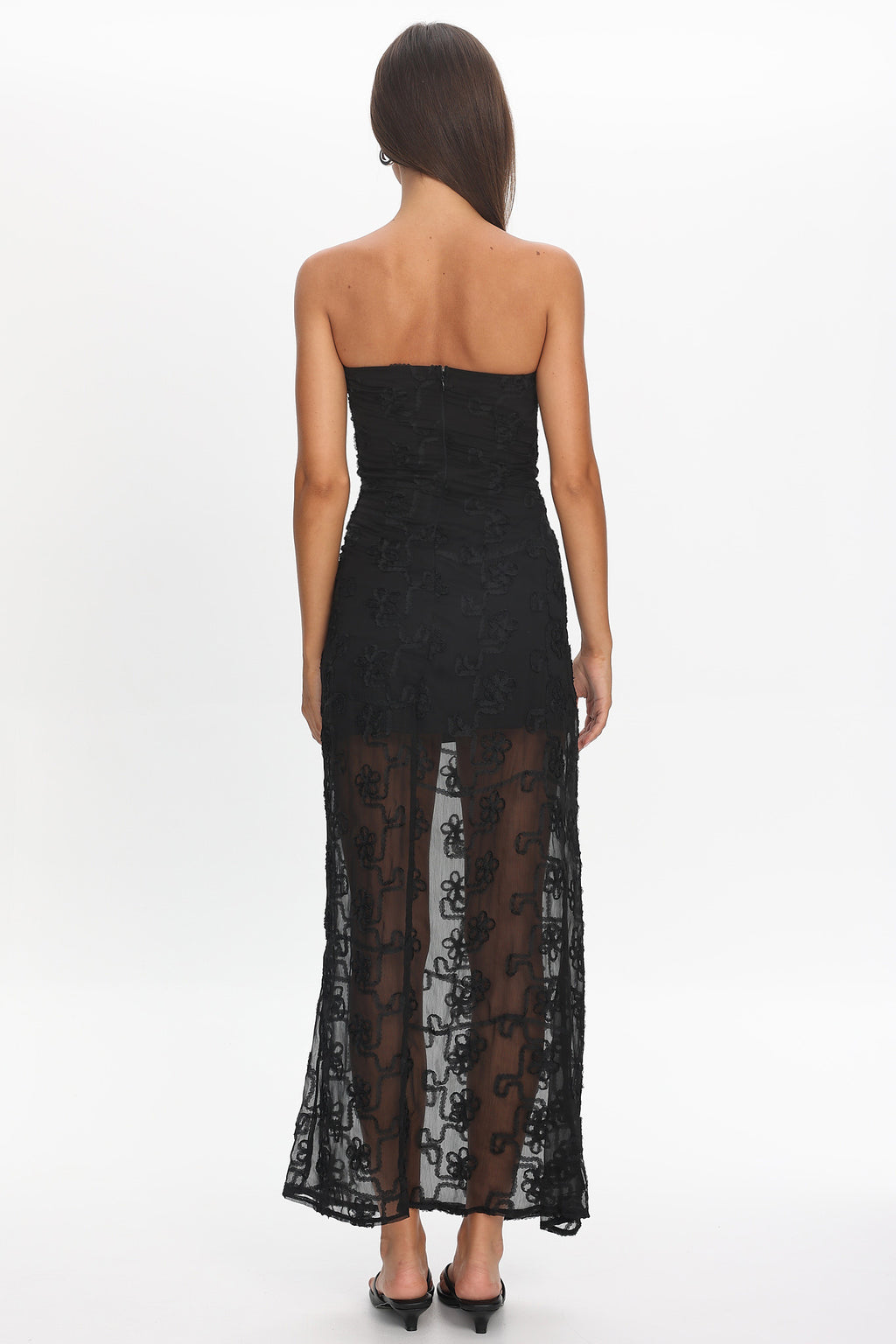 Arlise Strapless Lace Maxi Dress Black by Selfie Leslie Australia