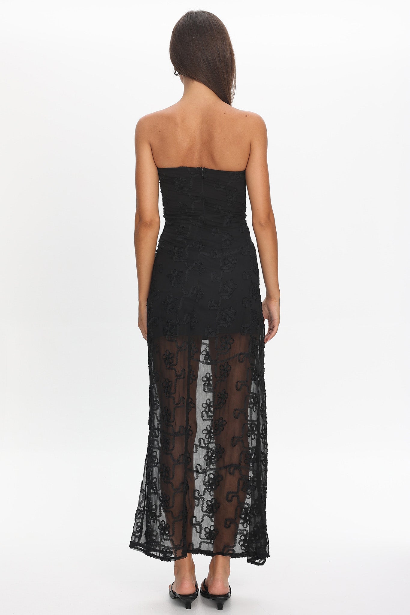 Arlise Strapless Lace Maxi Dress Black by Selfie Leslie Australia