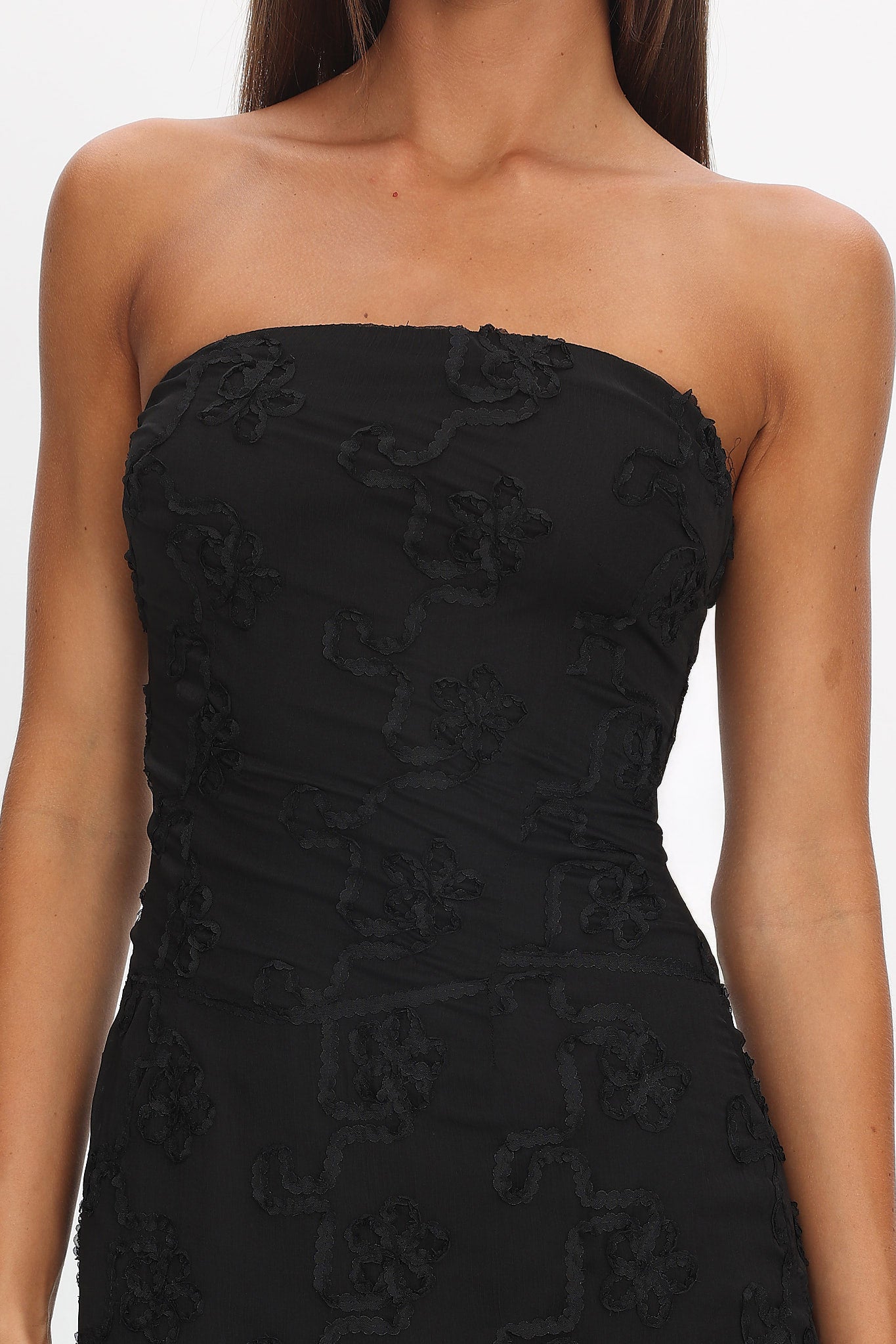 Arlise Strapless Lace Maxi Dress Black by Selfie Leslie Australia