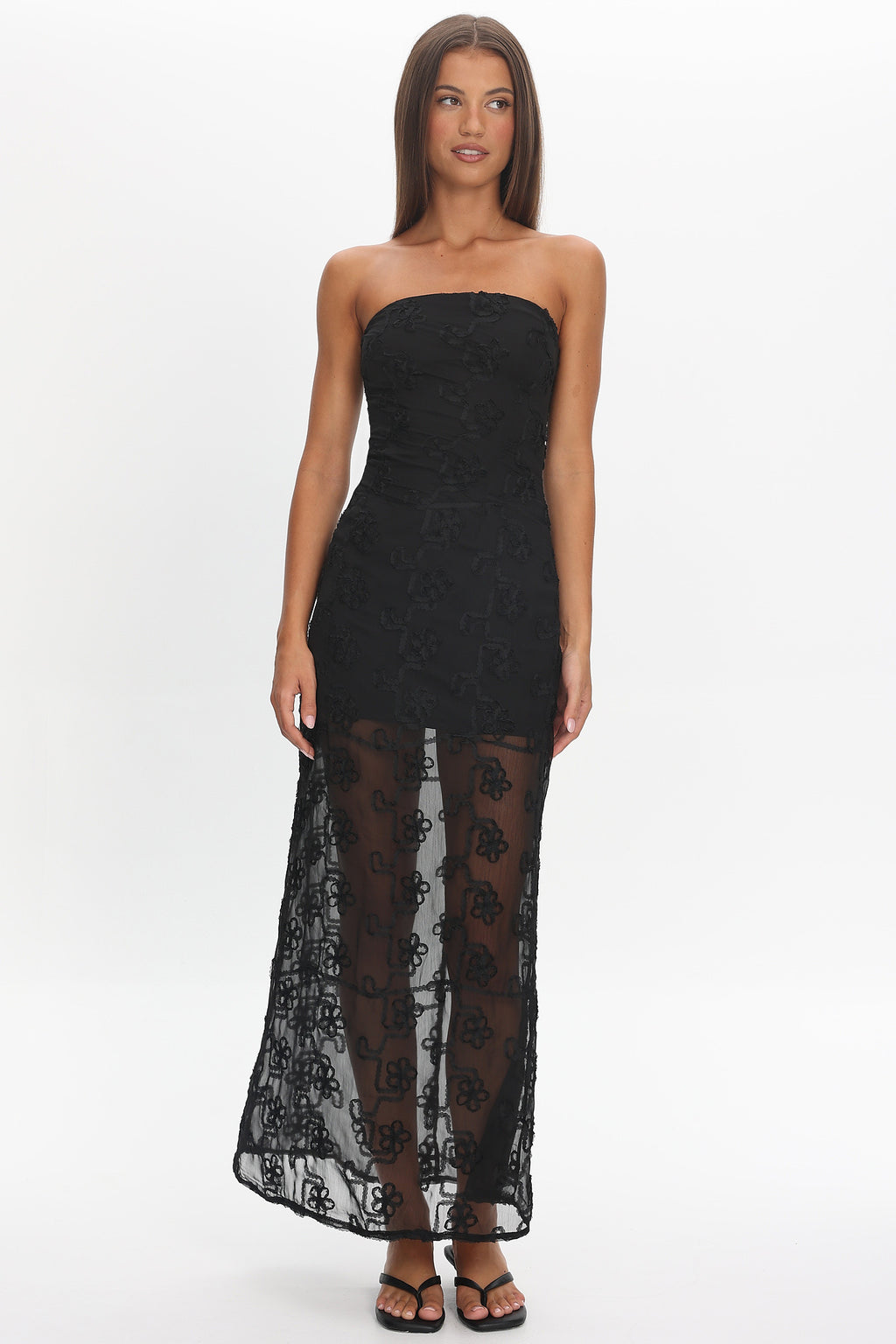 Arlise Strapless Lace Maxi Dress Black by Selfie Leslie Australia