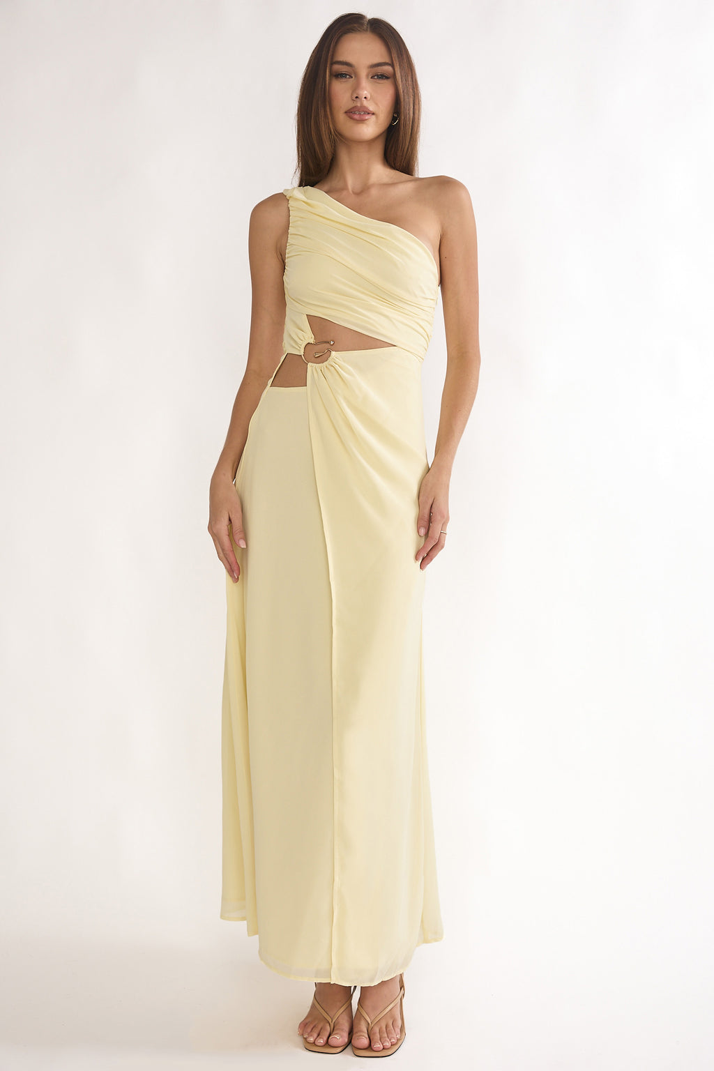 Ivora One-Shoulder Cut-Out Waist Maxi Dress Butter by Selfie Leslie Australia
