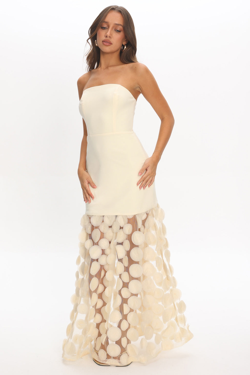 Divora Embellished Hem Maxi Dress Butter by Selfie Leslie Australia