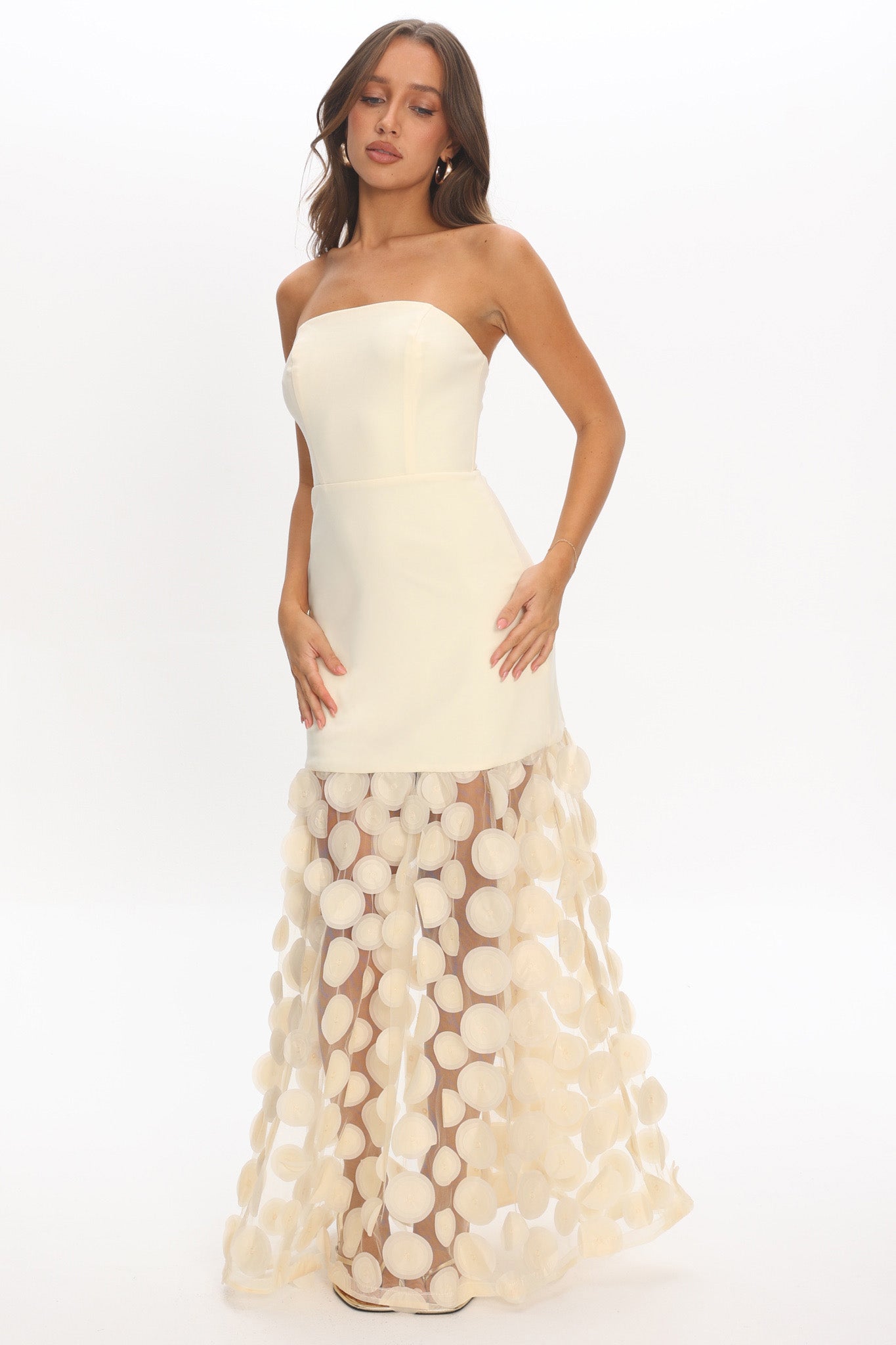 Divora Embellished Hem Maxi Dress Butter by Selfie Leslie Australia