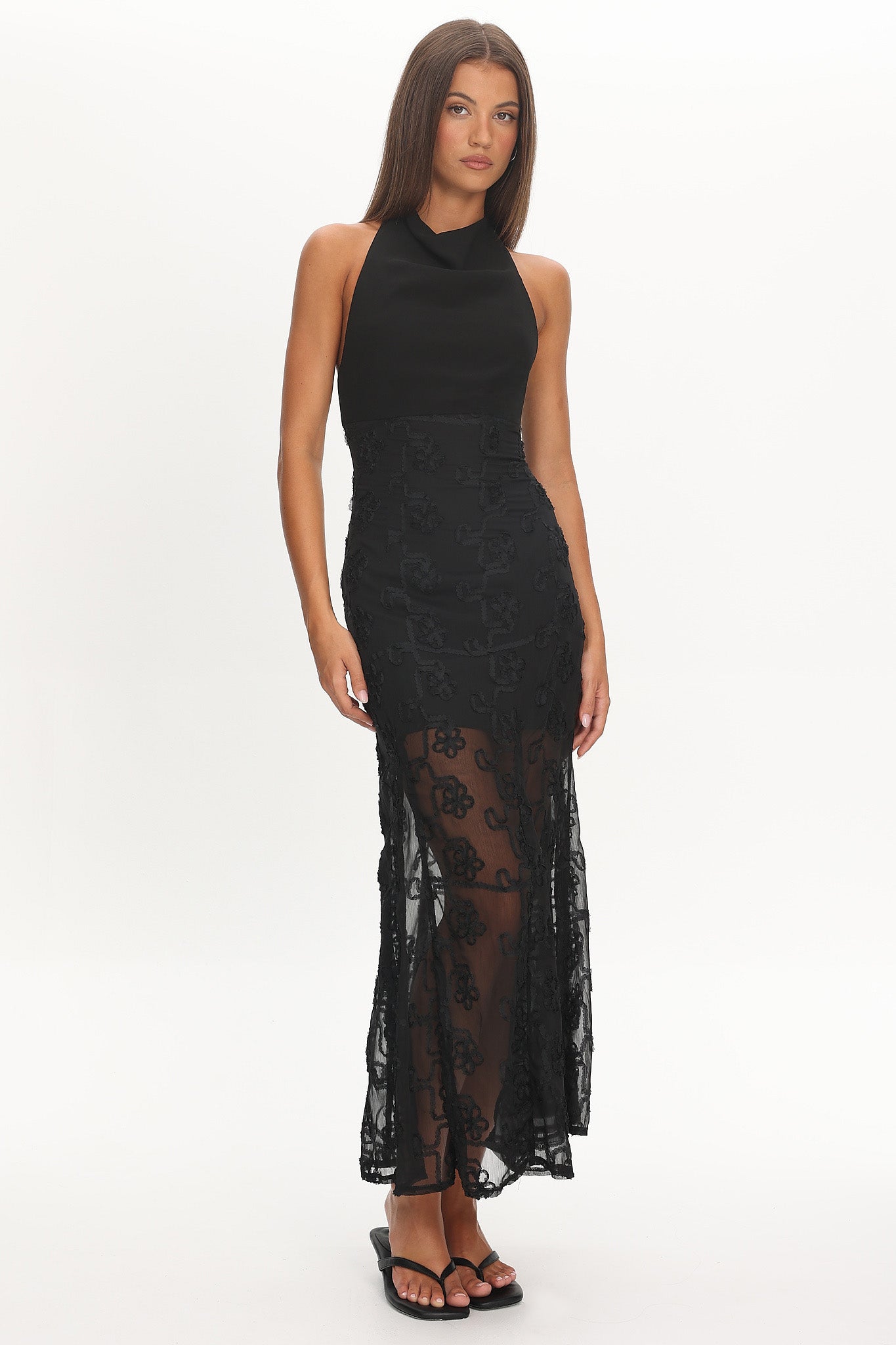 Savana Halterneck Embellished Maxi Dress Black by Selfie Leslie Australia