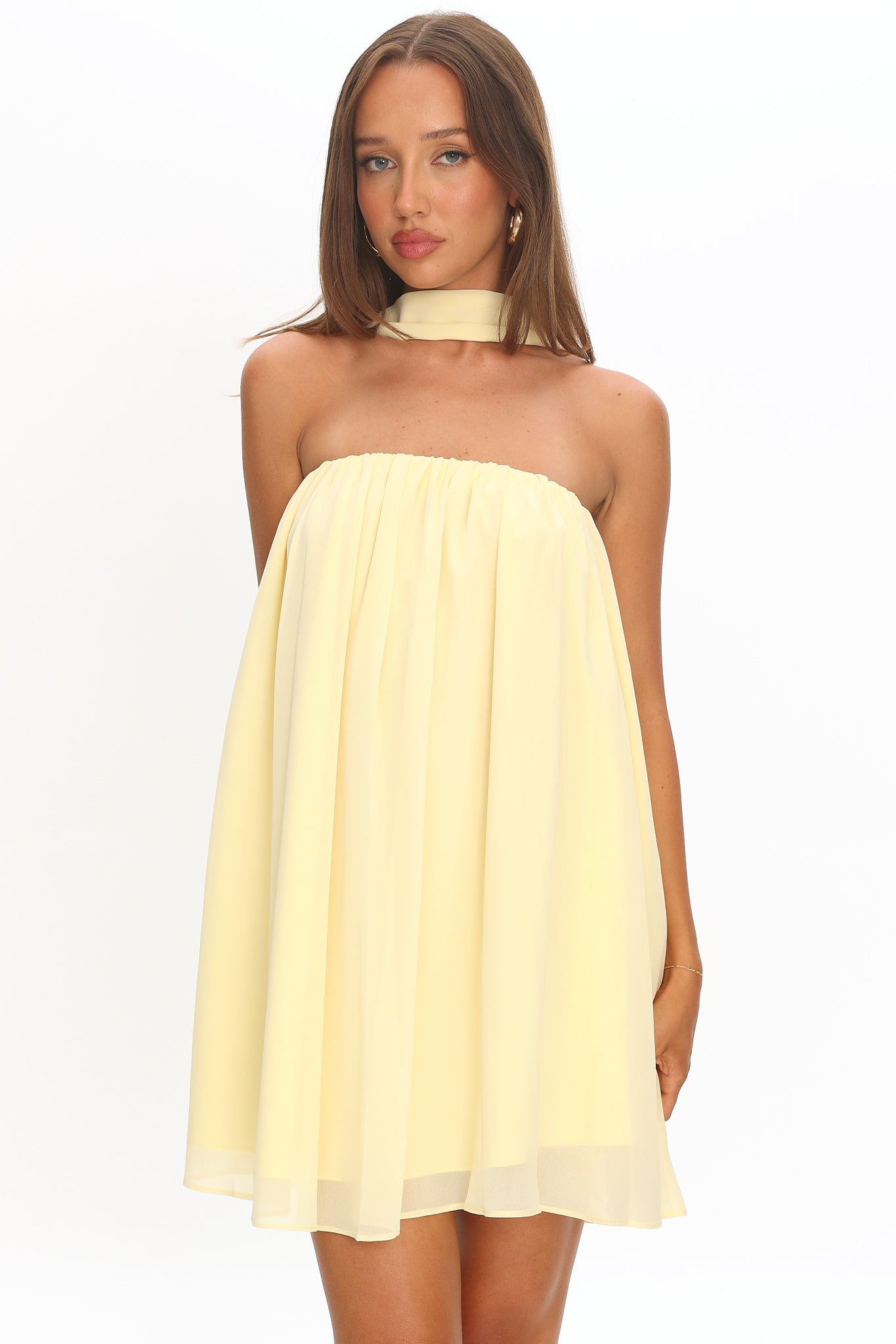 Read The Signs Strapless Mini Dress Butter by Selfie Leslie Australia