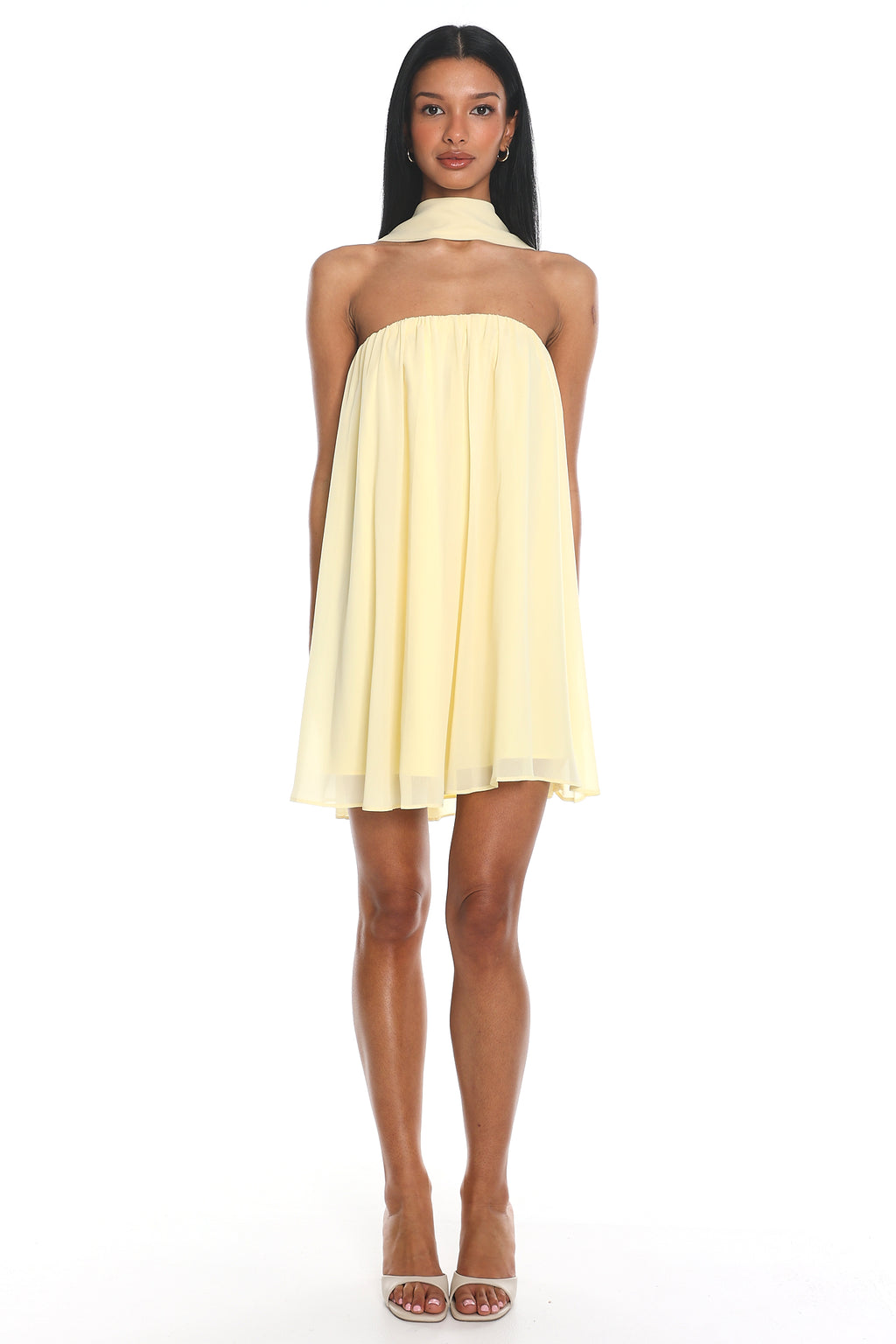 Read The Signs Strapless Mini Dress Butter by Selfie Leslie Australia