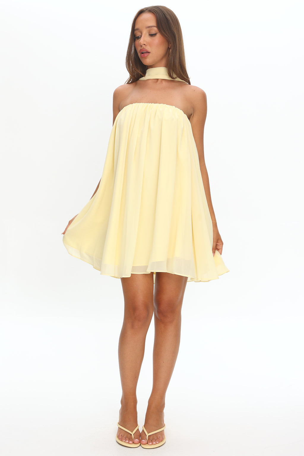 Read The Signs Strapless Mini Dress Butter by Selfie Leslie Australia