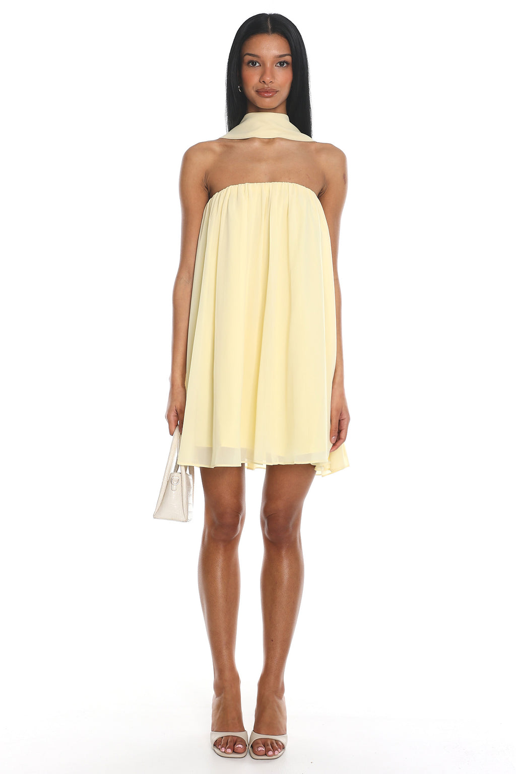 Read The Signs Strapless Mini Dress Butter by Selfie Leslie Australia
