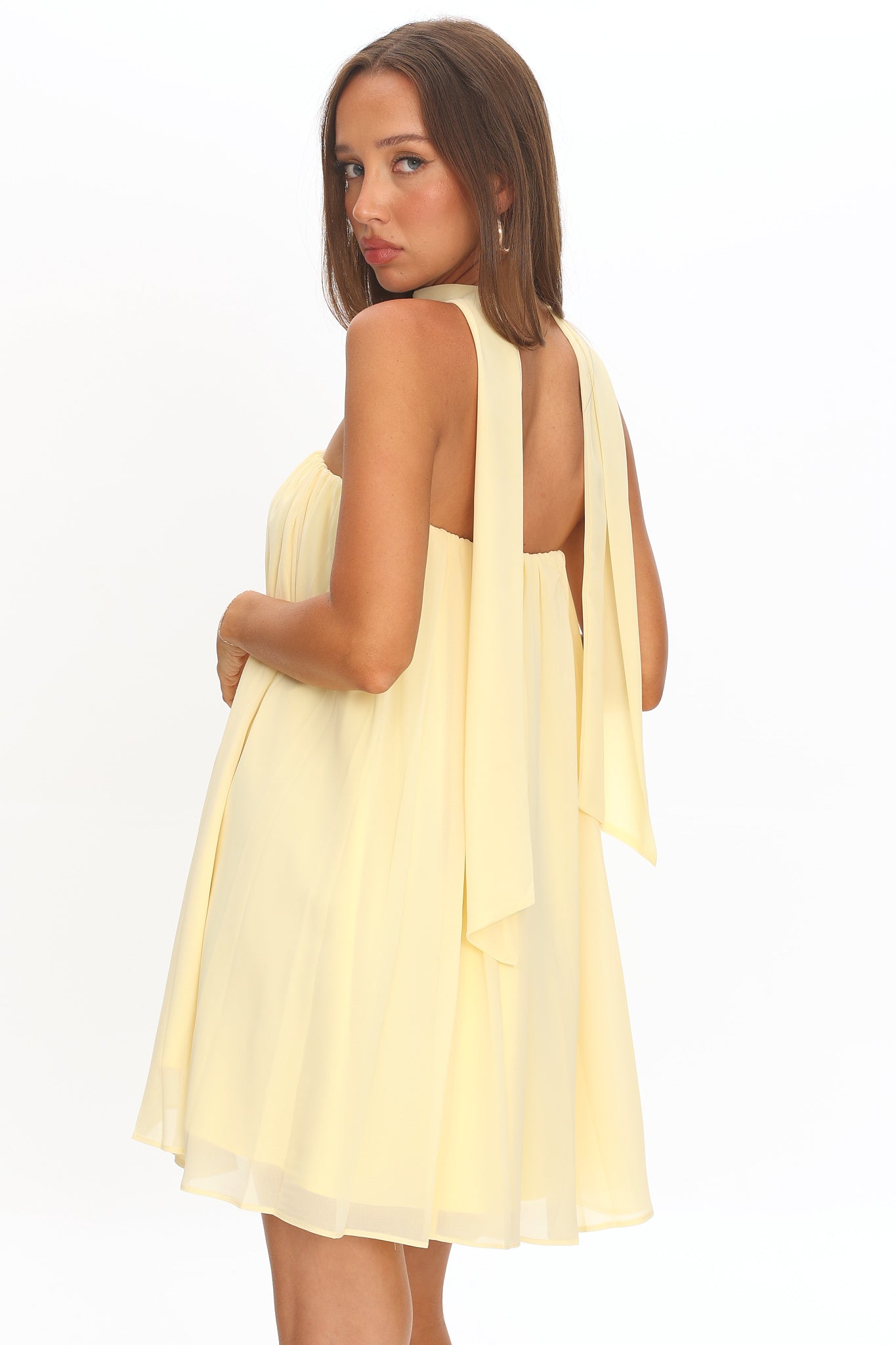 Read The Signs Strapless Mini Dress Butter by Selfie Leslie Australia