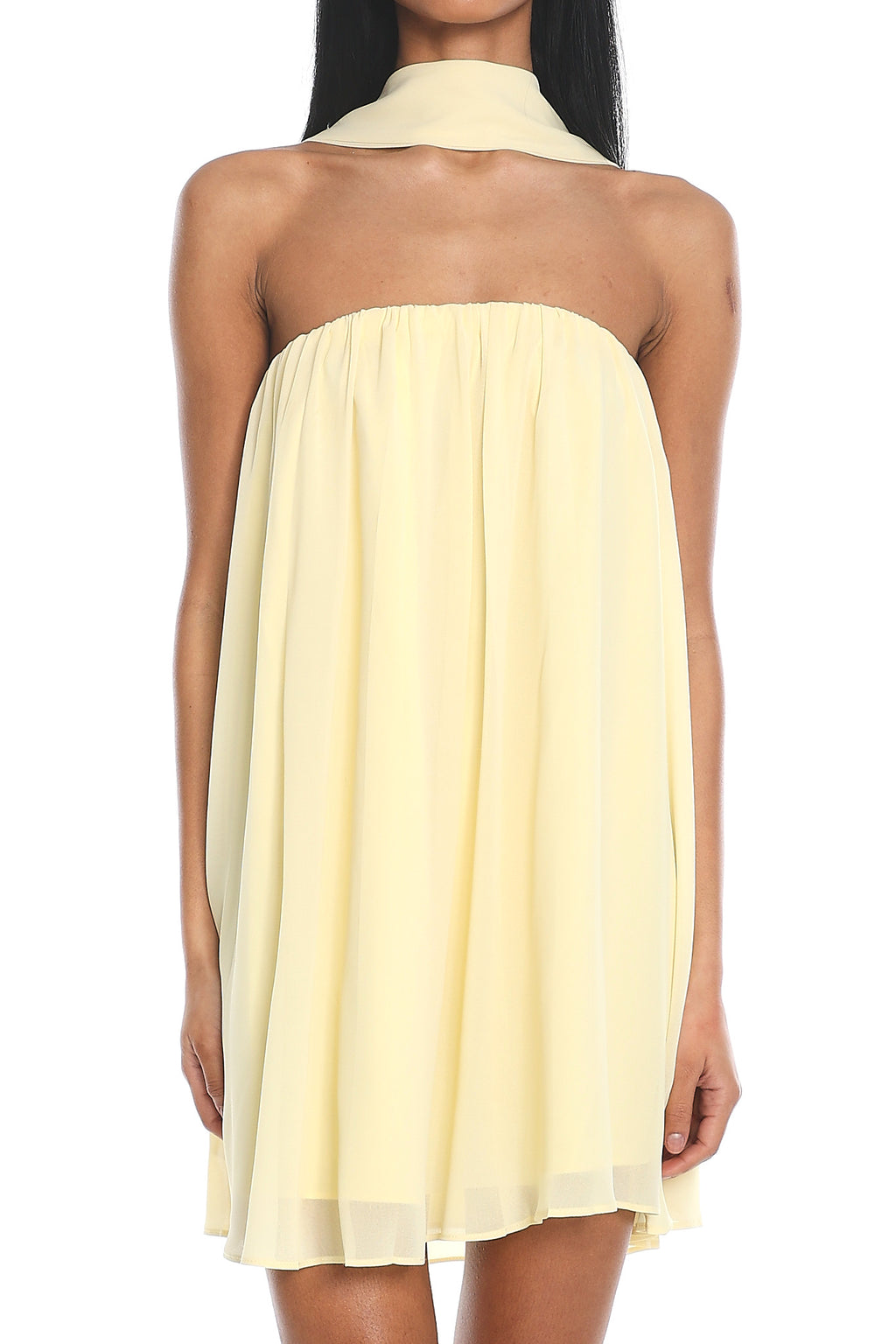 Read The Signs Strapless Mini Dress Butter by Selfie Leslie Australia