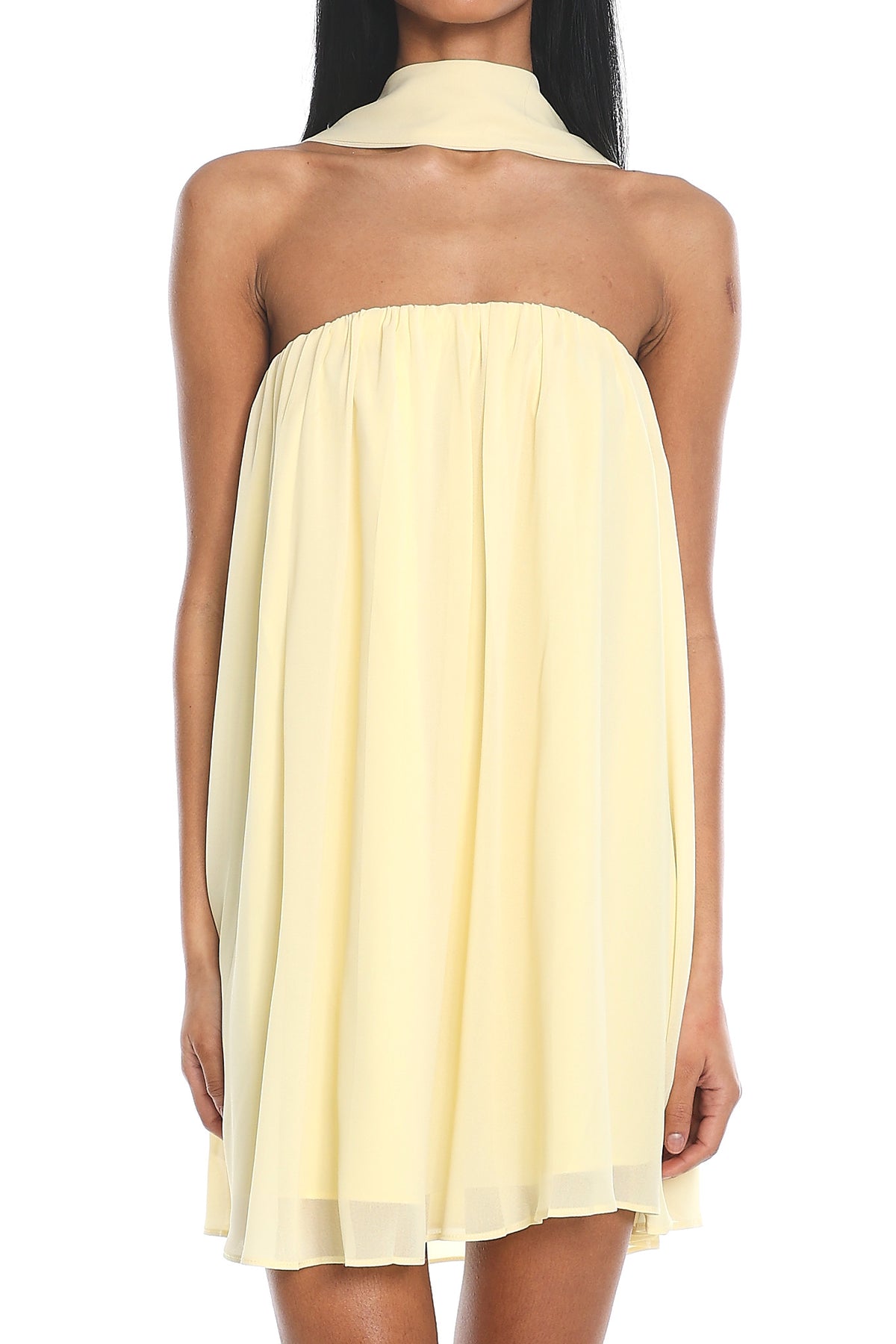 Read The Signs Strapless Mini Dress Butter by Selfie Leslie Australia