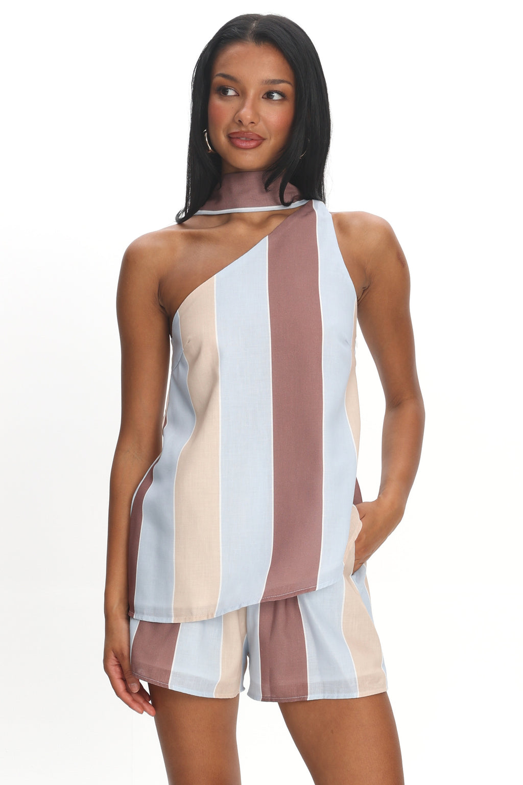 Petronella One Shoulder Top Stripe by Selfie Leslie Australia