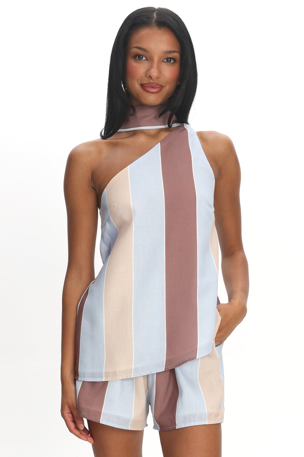 Petronella One Shoulder Top Stripe by Selfie Leslie Australia