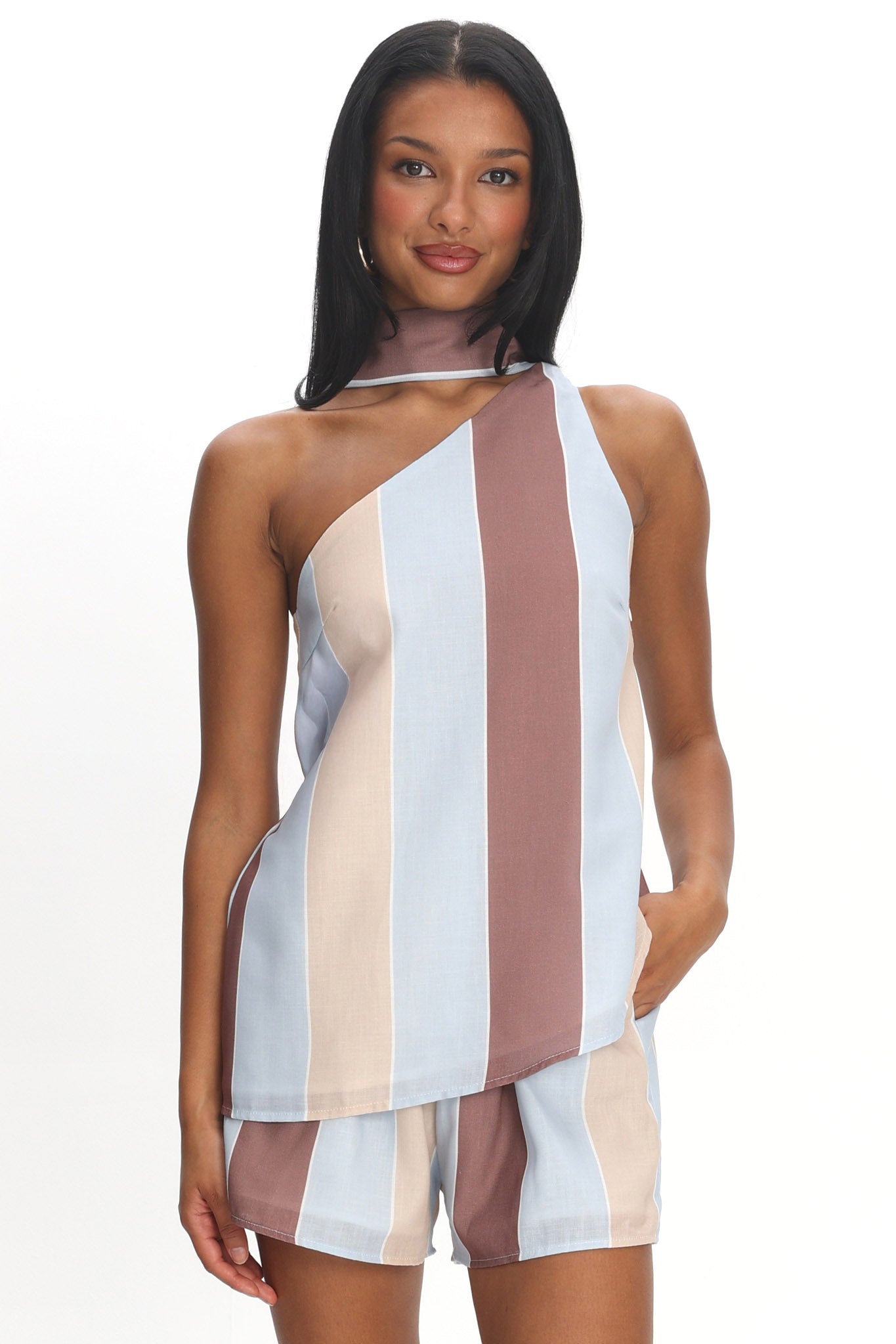 Petronella One Shoulder Top Stripe by Selfie Leslie Australia