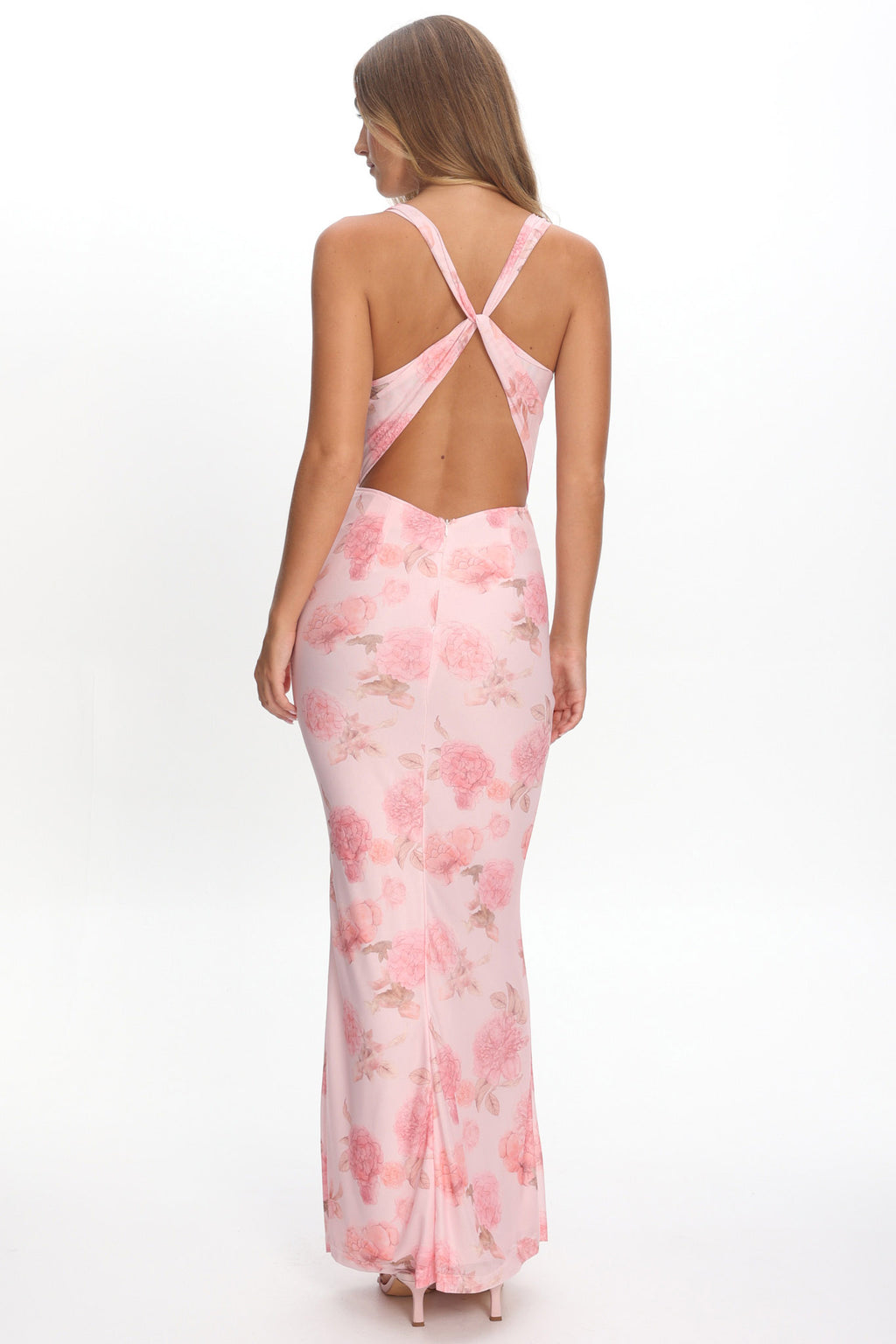 Callora Criss-Cross Back Maxi Dress Floral Pink by Selfie Leslie Australia
