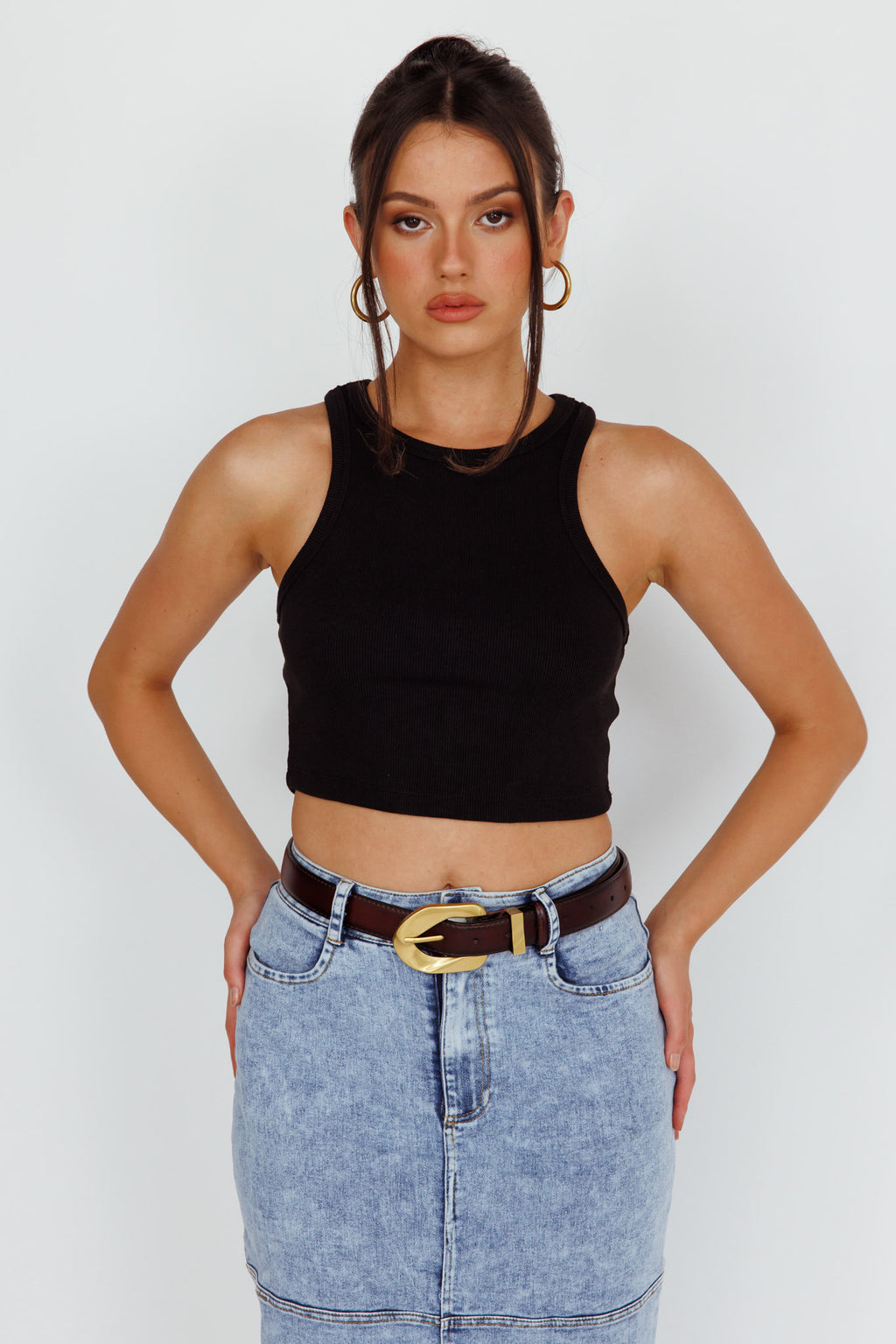 Rigel Gold Buckle Belt Brown by Selfie Leslie Australia