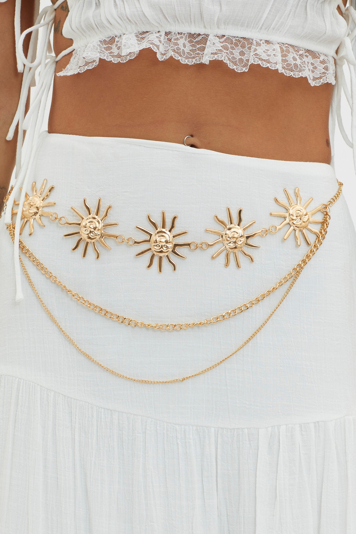Shop the Aura Sun Multi-Layered Waist Chain Gold