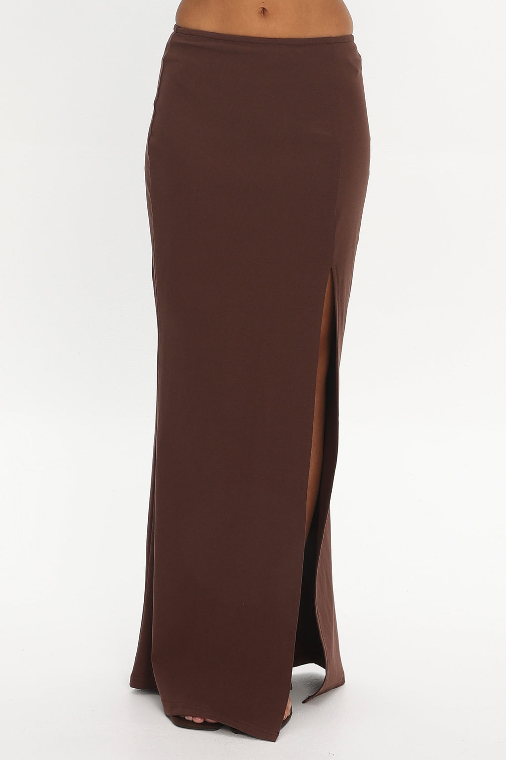 Breonna Front Split Maxi Skirt Chocolate