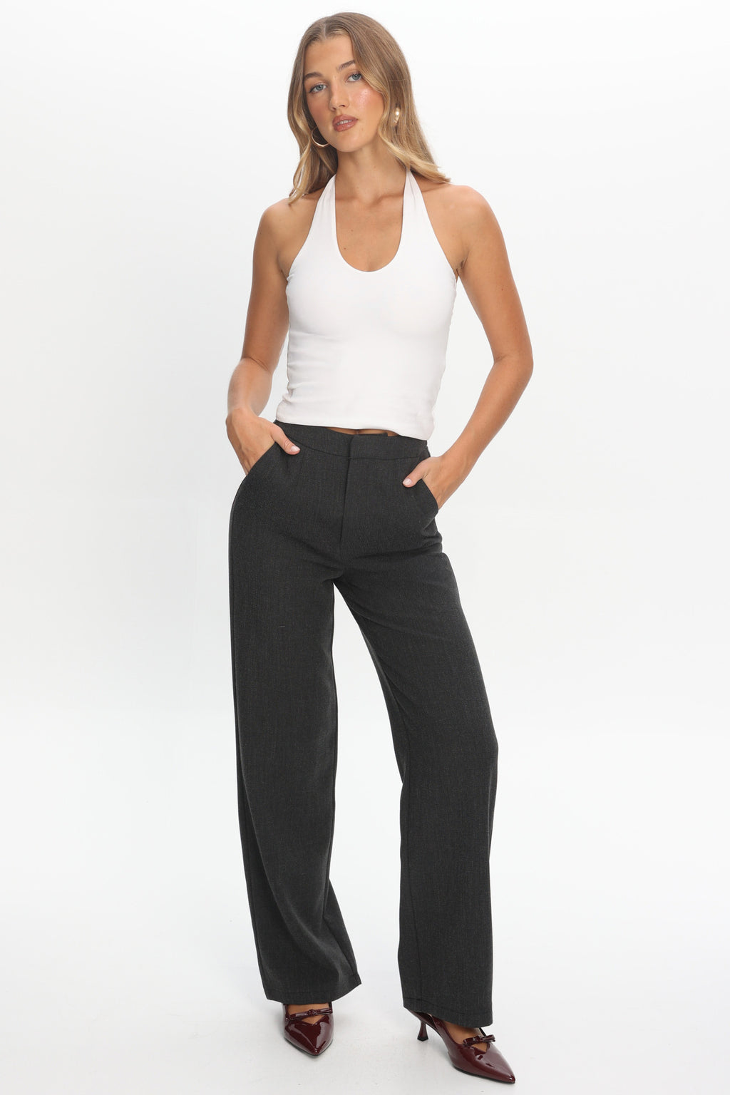 In Disguise Straight Leg Pocket Pants Charcoal by Selfie Leslie Australia