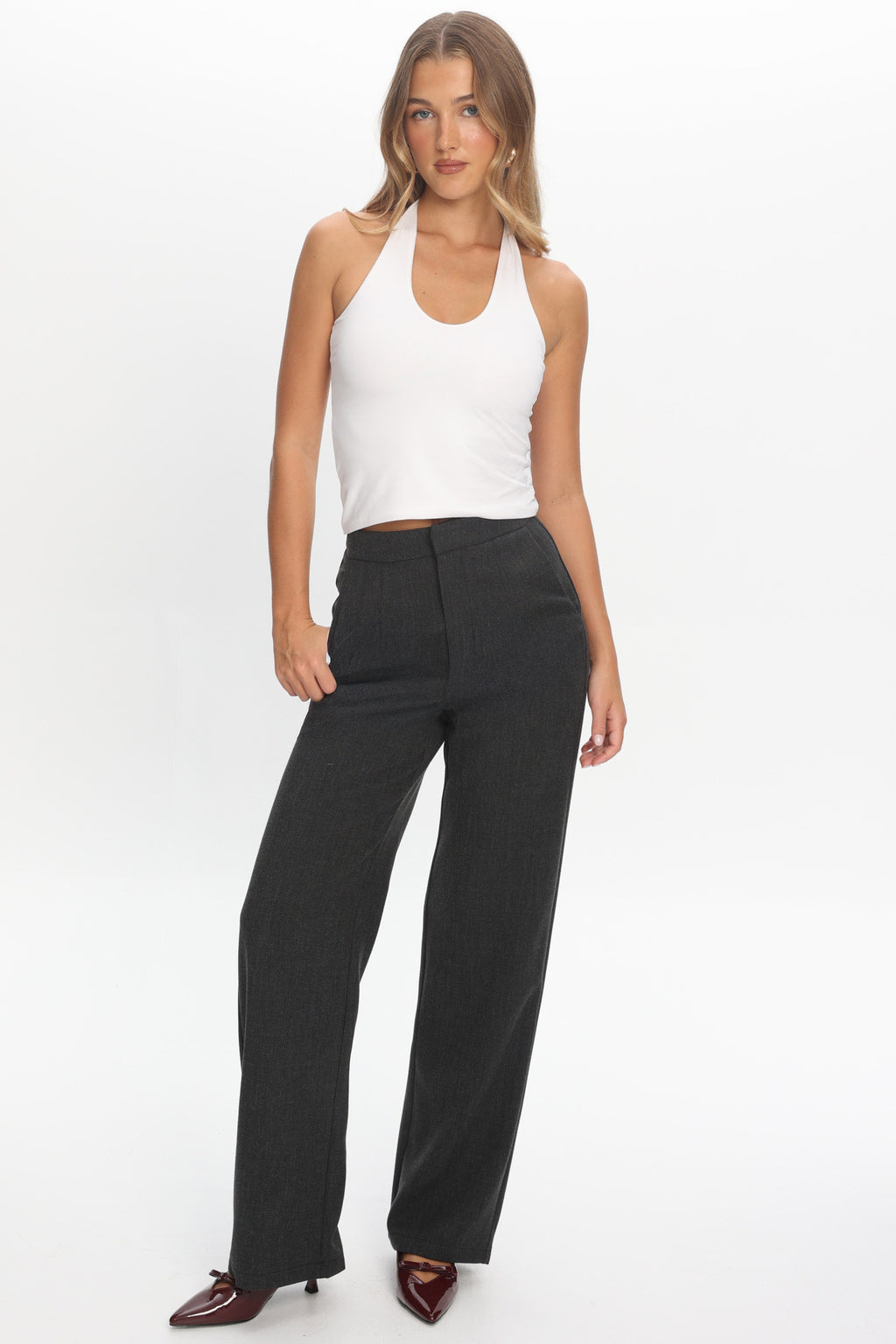 In Disguise Straight Leg Pocket Pants Charcoal by Selfie Leslie Australia