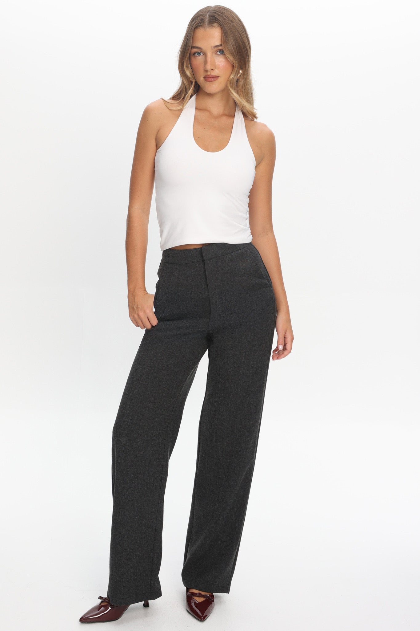 In Disguise Straight Leg Pocket Pants Charcoal by Selfie Leslie Australia