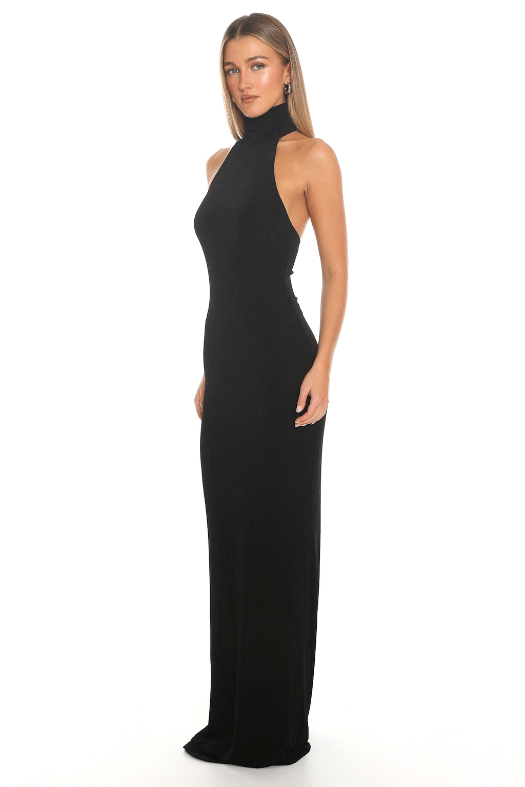 Arcana High Neck Maxi Dress Black by Selfie Leslie Australia