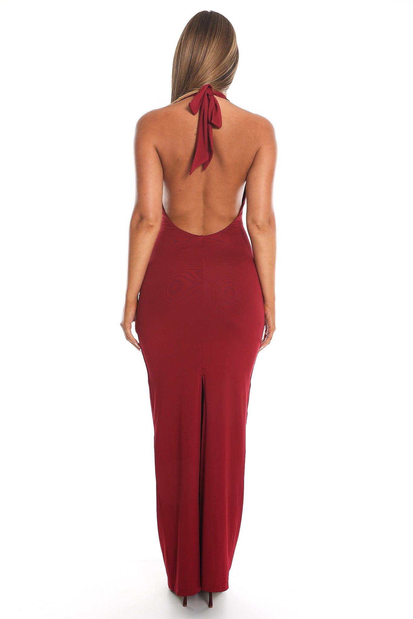 Last Words Wrap Halter Maxi Dress Raspberry