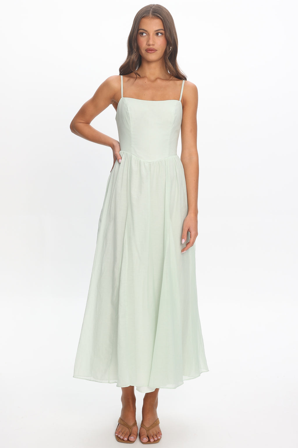 Dulce Scoop Neck Midi Dress Sage