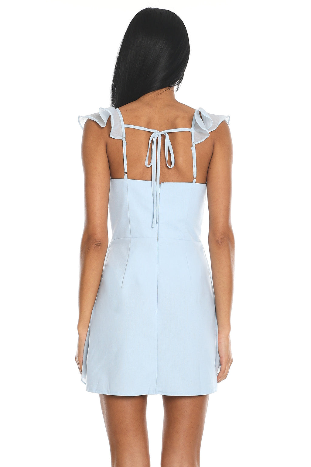 Murphy Ruffle Trim Mini Dress Baby Blue by Selfie Leslie Australia