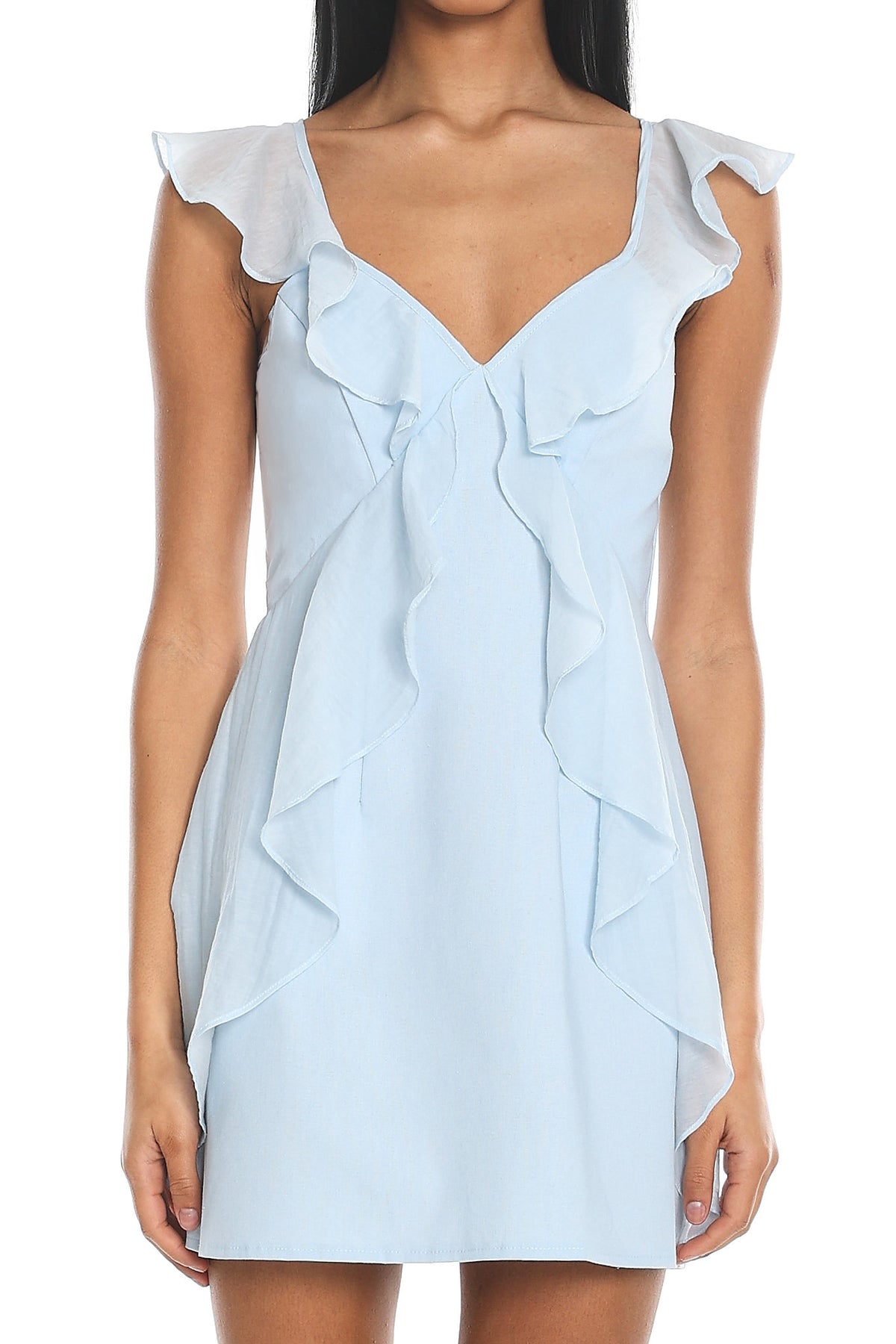 Murphy Ruffle Trim Mini Dress Baby Blue by Selfie Leslie Australia