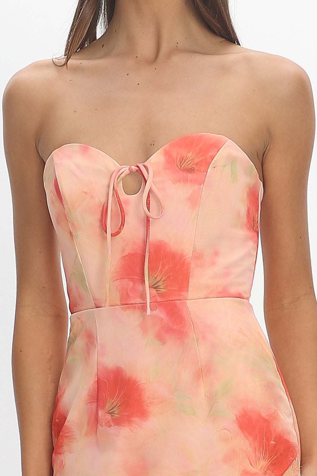 Sunny Ave Sweetheart Neckline Midi Dress Floral Red