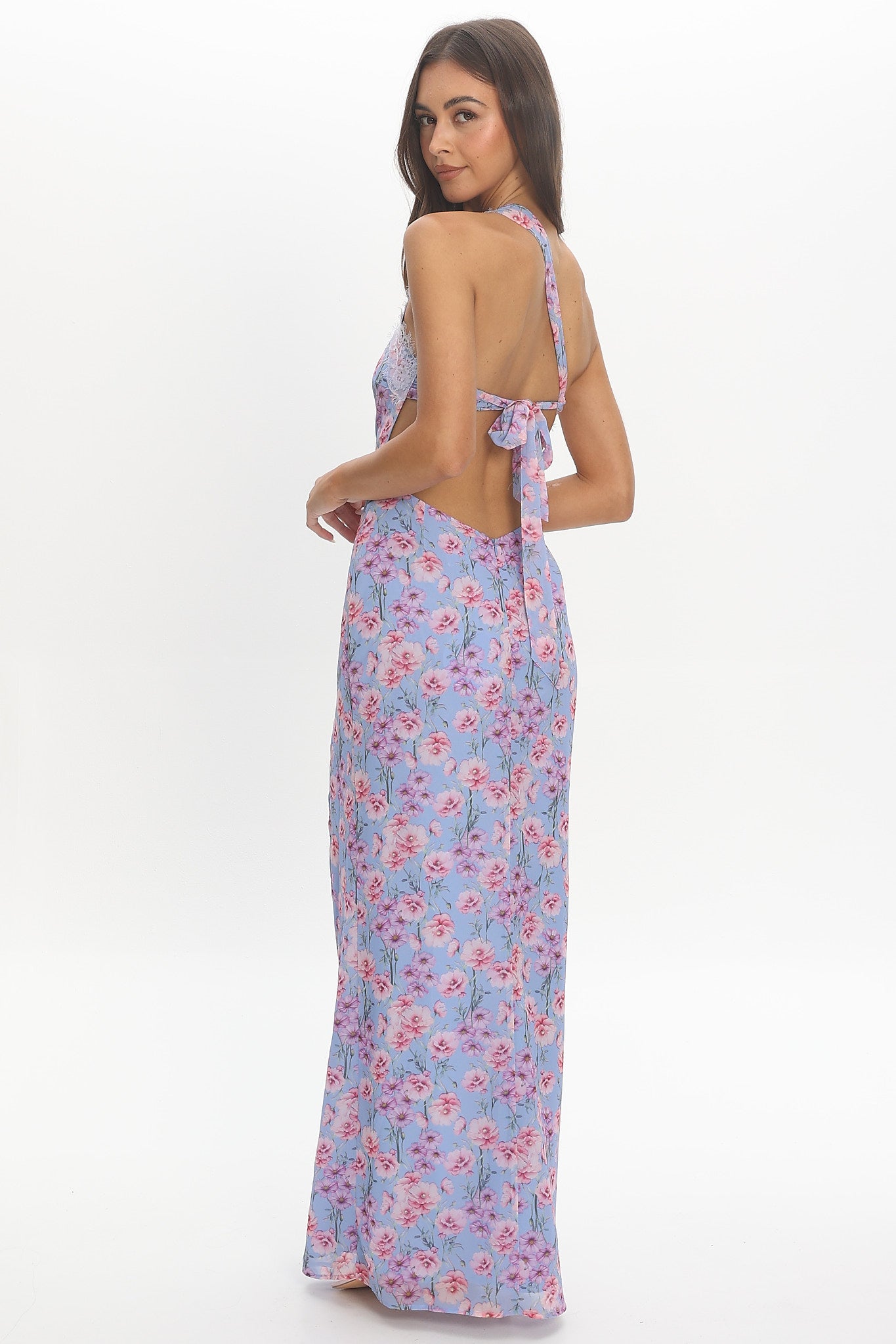 Vieno One Shoulder Maxi Dress Blue