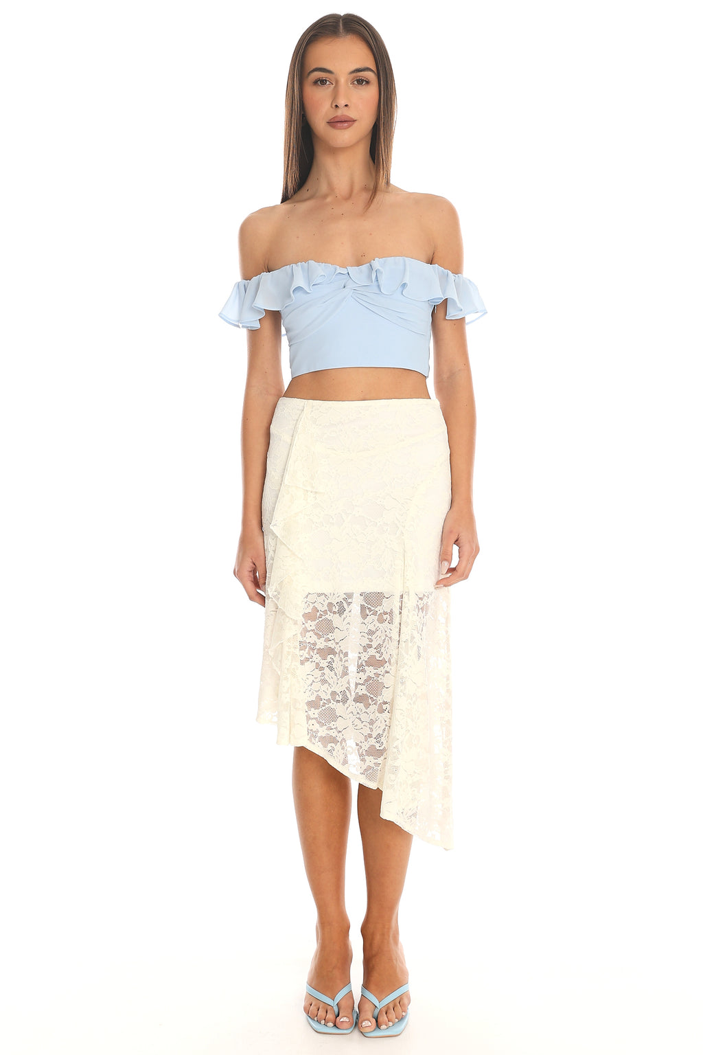 Cloud Nine Ruffled Crop Top Baby Blue