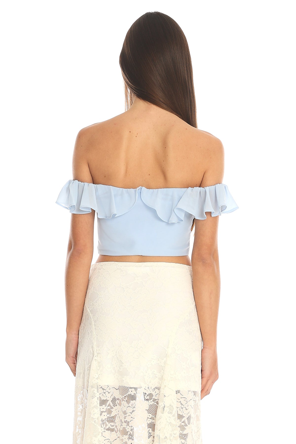 Cloud Nine Ruffled Crop Top Baby Blue