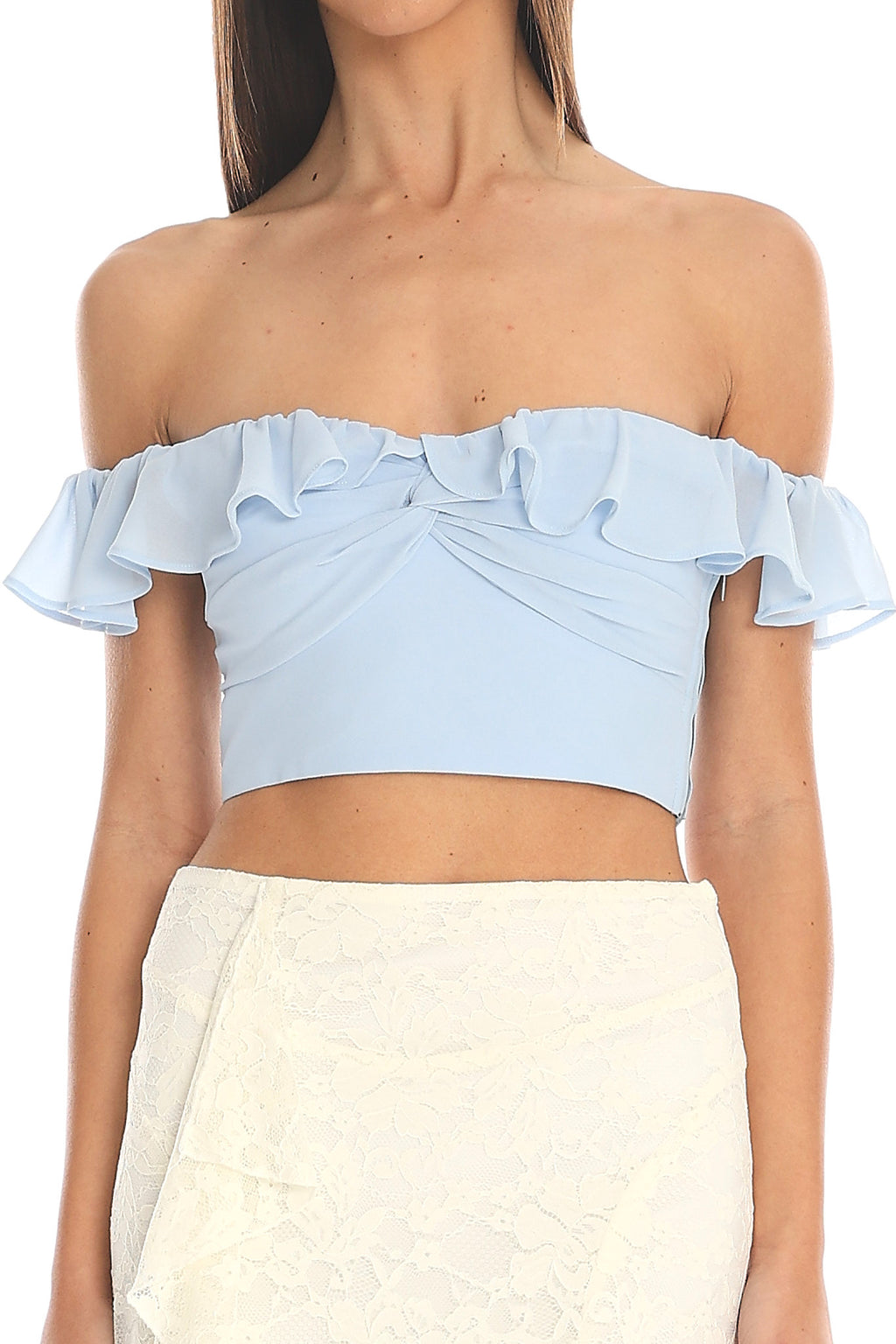 Cloud Nine Ruffled Crop Top Baby Blue