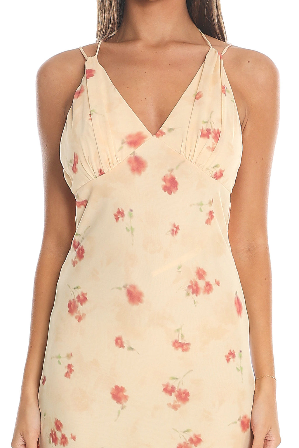 Sakura Blossom Backless Slip Dress Almond
