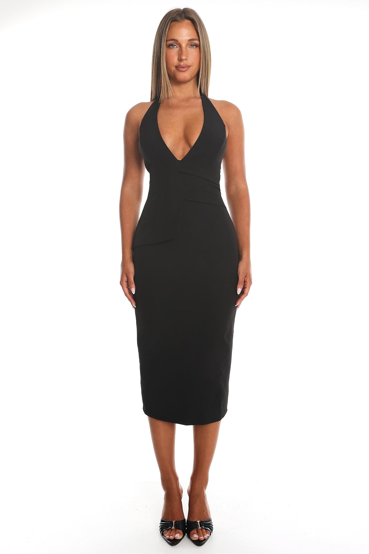 Maryanna Strappy Midi Dress Black