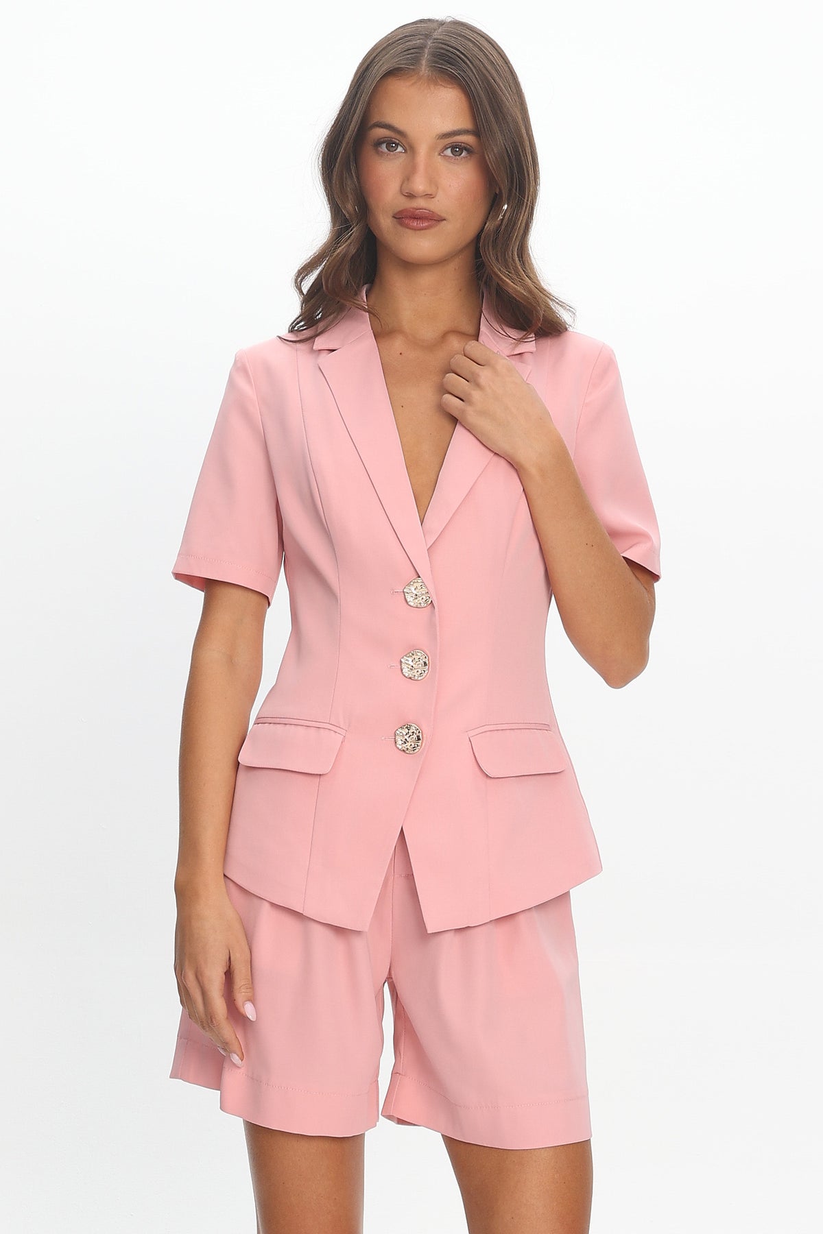 Impala Tailored Short-Sleeve Blazer Pink