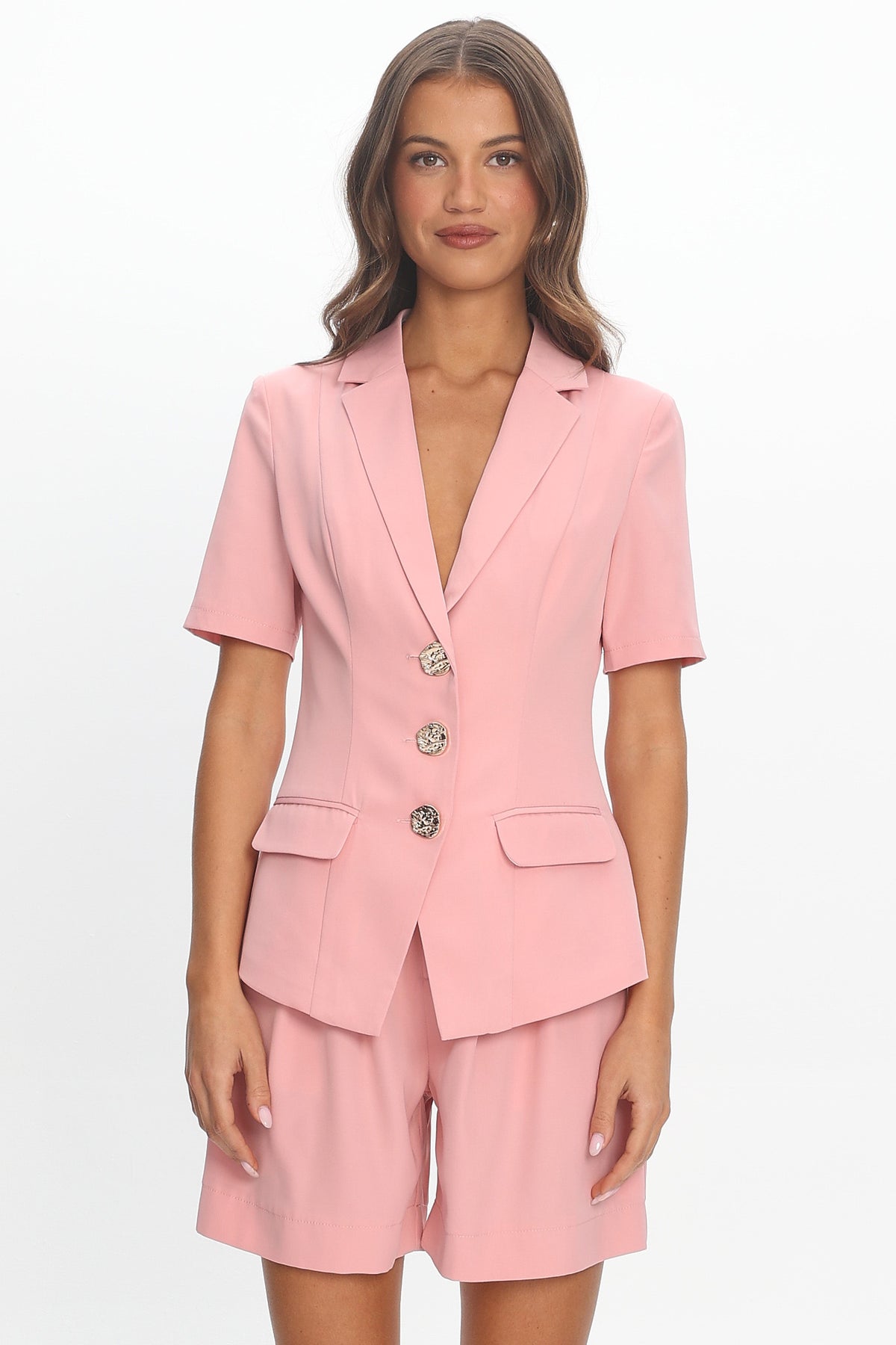 Impala Tailored Short-Sleeve Blazer Pink
