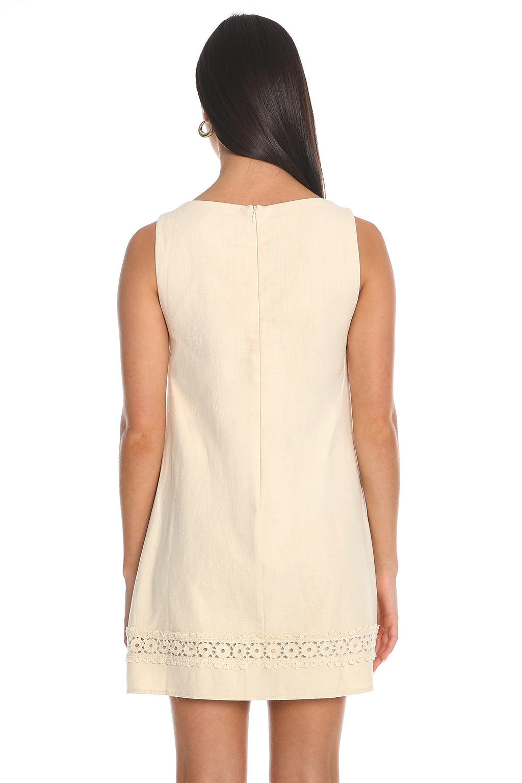 Worth It Crochet-Trim Shift Dress Oat