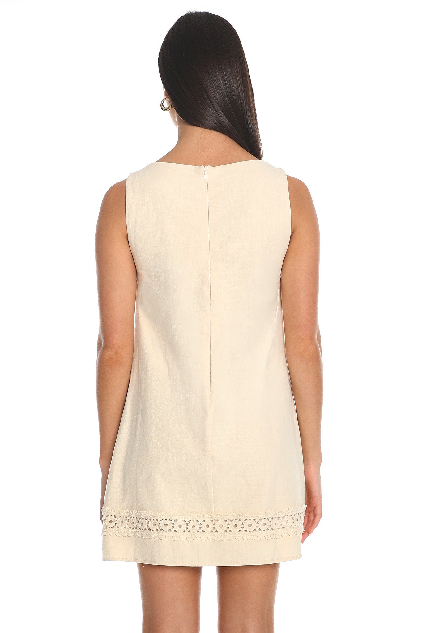 Worth It Crochet-Trim Shift Dress Oat
