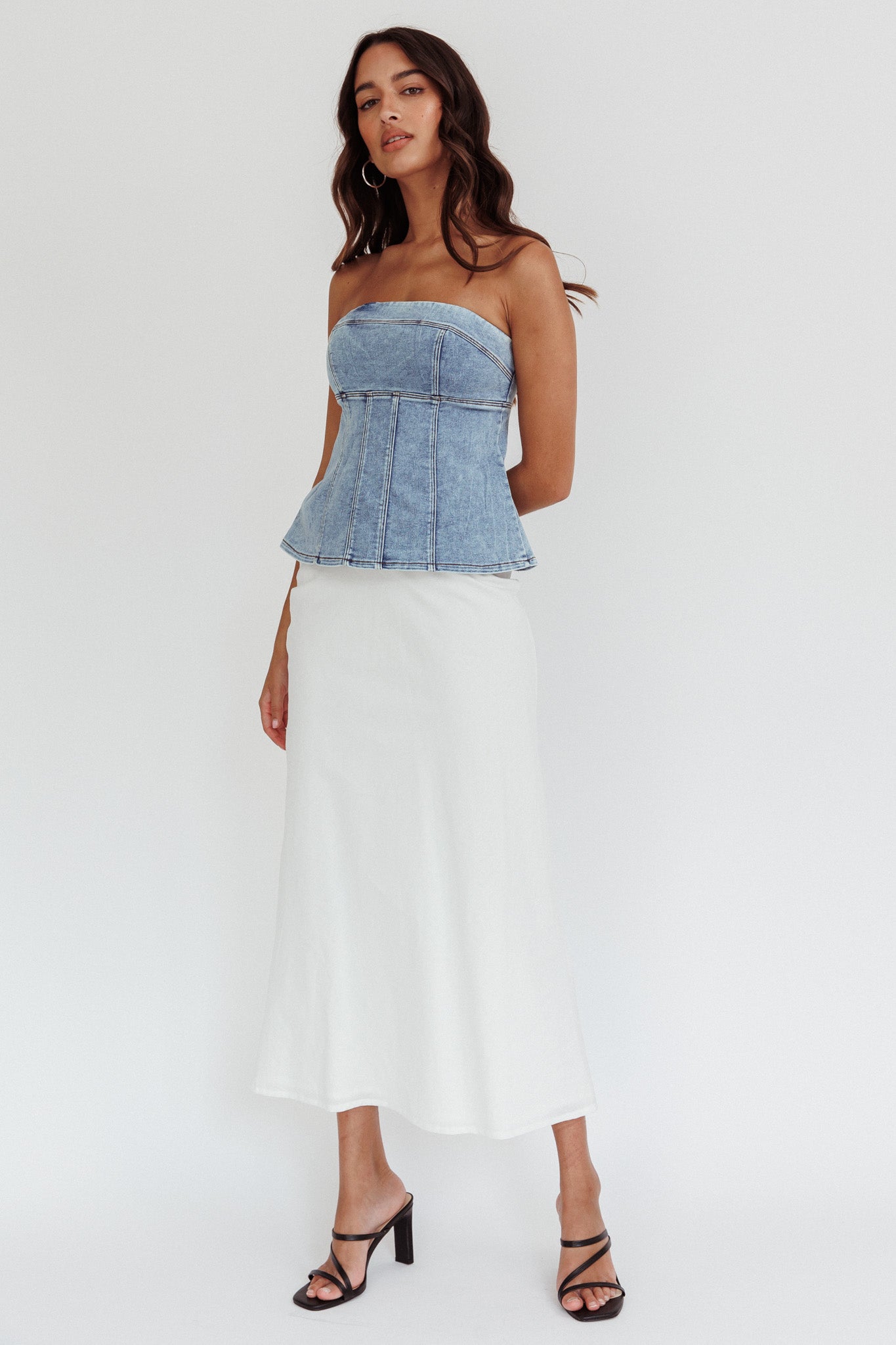 Cathlin Strapless Top Denim Blue by Selfie Leslie Australia