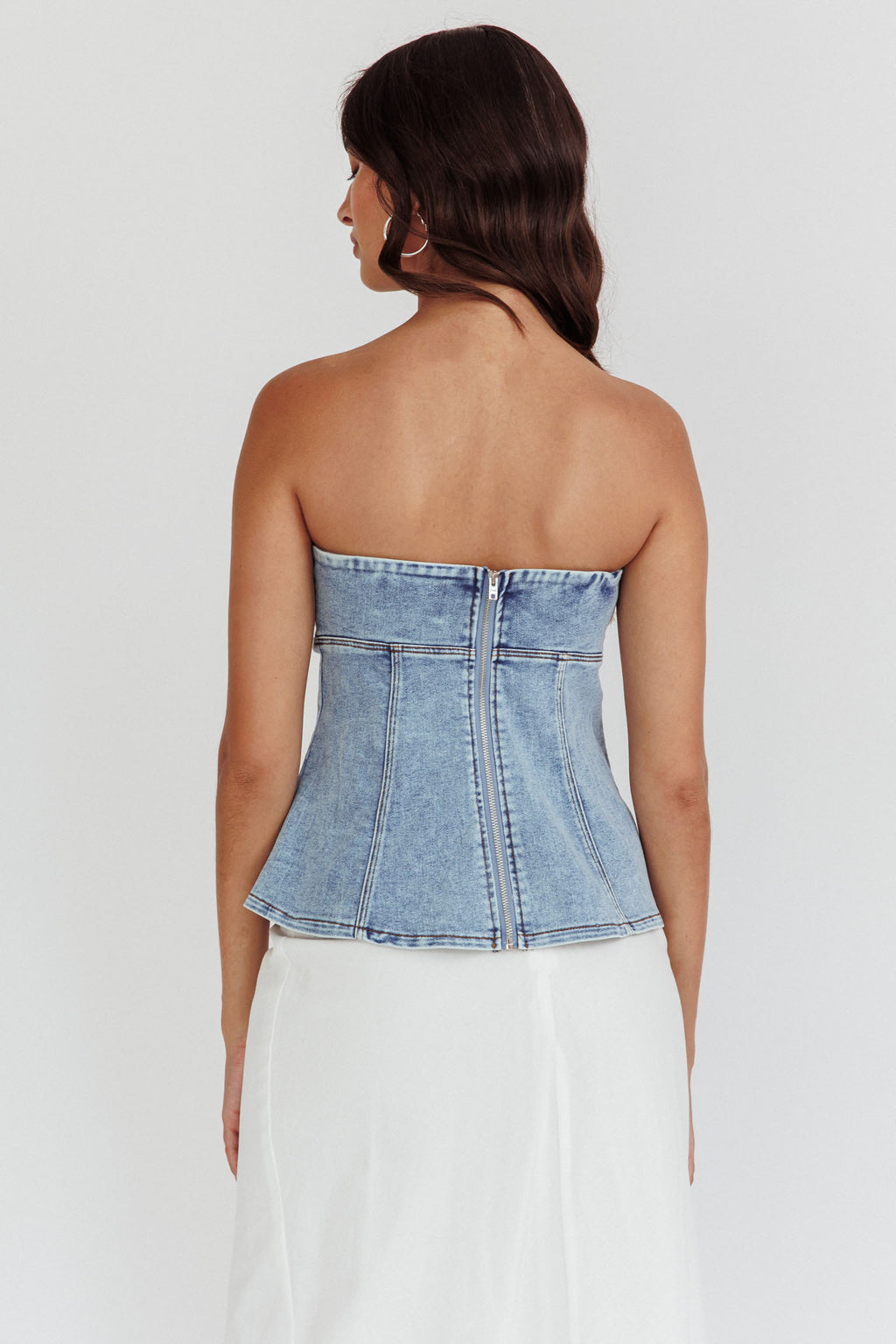 Cathlin Strapless Top Denim Blue by Selfie Leslie Australia
