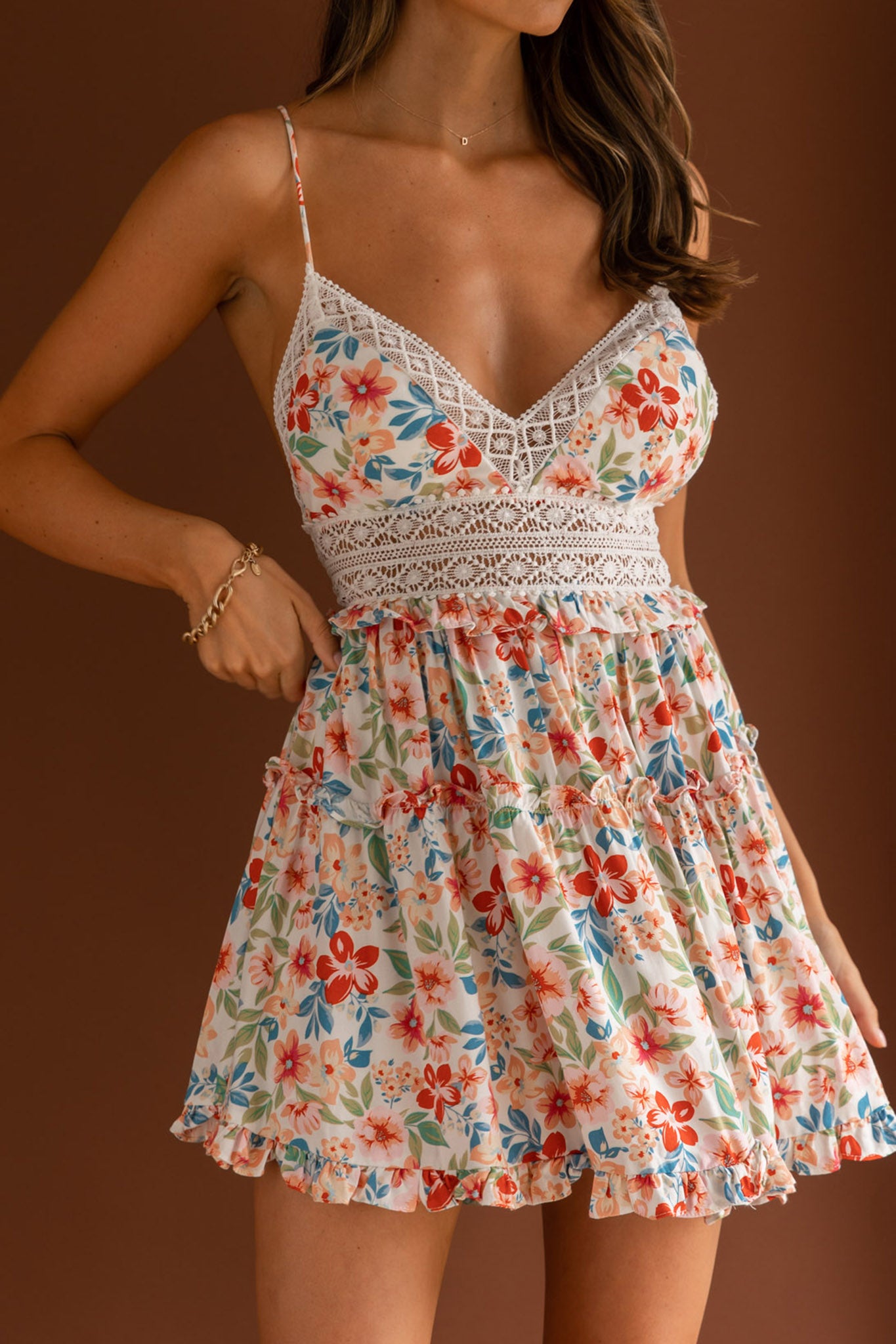 Desert Rose Crochet Tie-Up Back Dress Floral White by Selfie Leslie Australia