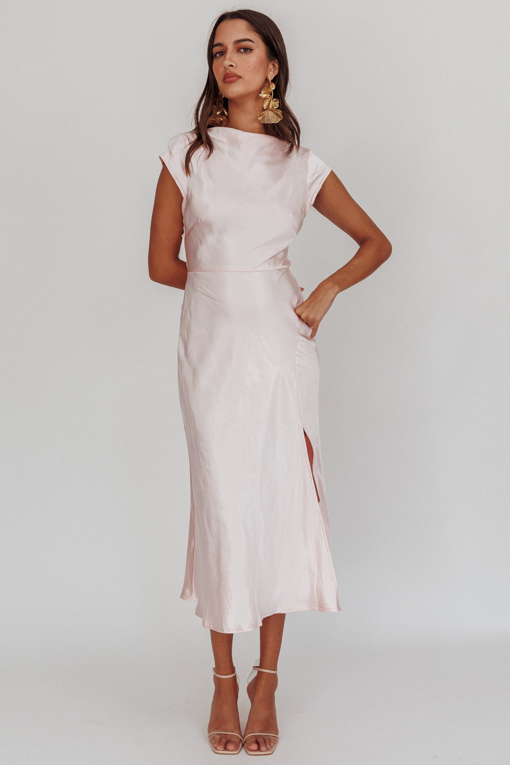 Lucinda Twist Back Midi Dress Blush by Selfie Leslie Australia