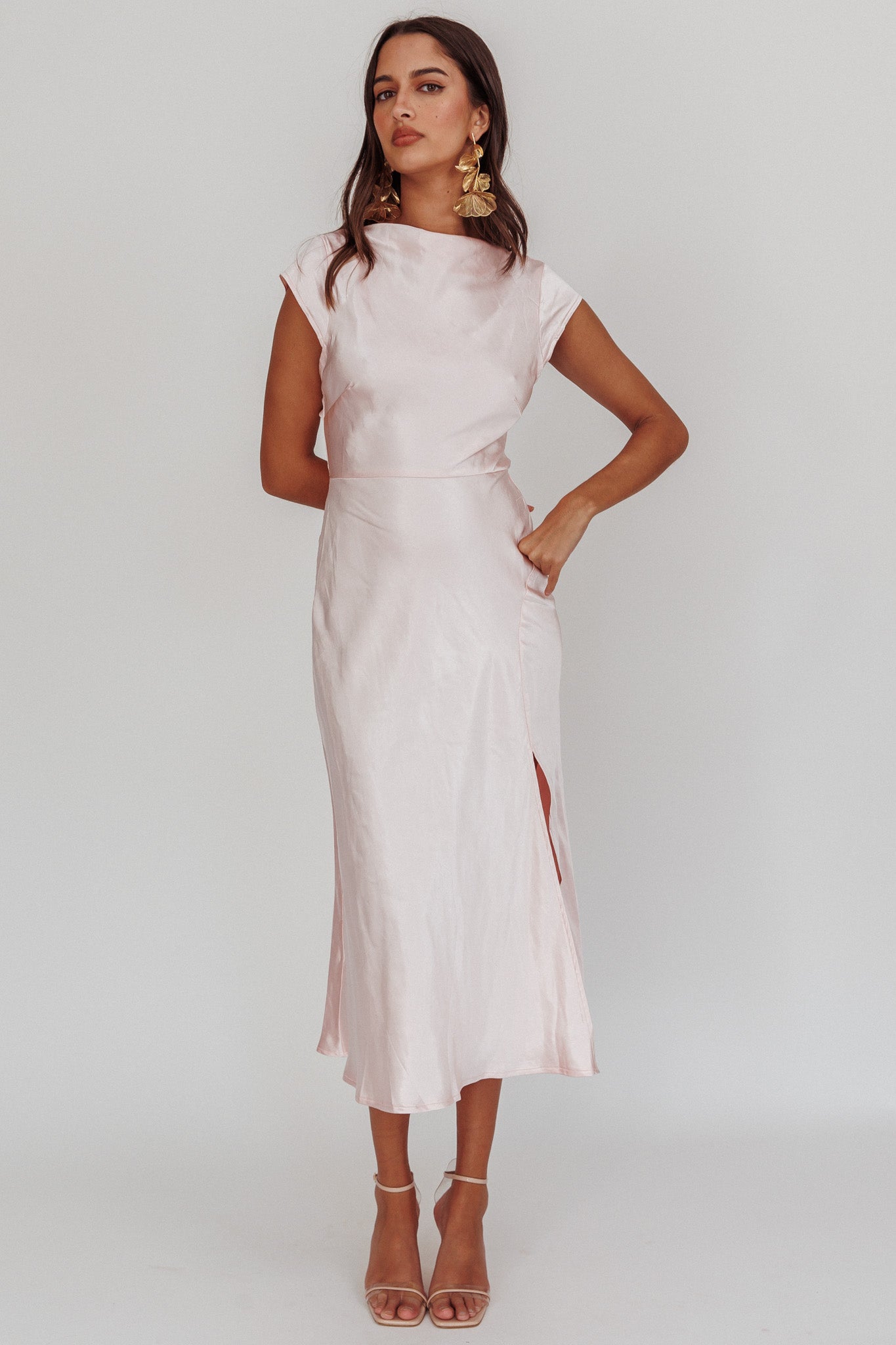 Lucinda Twist Back Midi Dress Blush by Selfie Leslie Australia