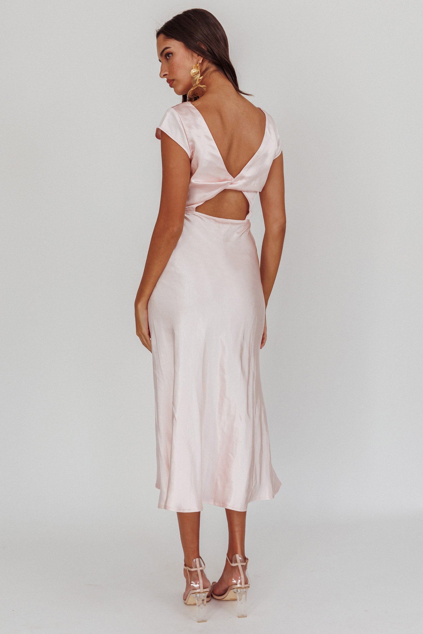 Lucinda Twist Back Midi Dress Blush by Selfie Leslie Australia