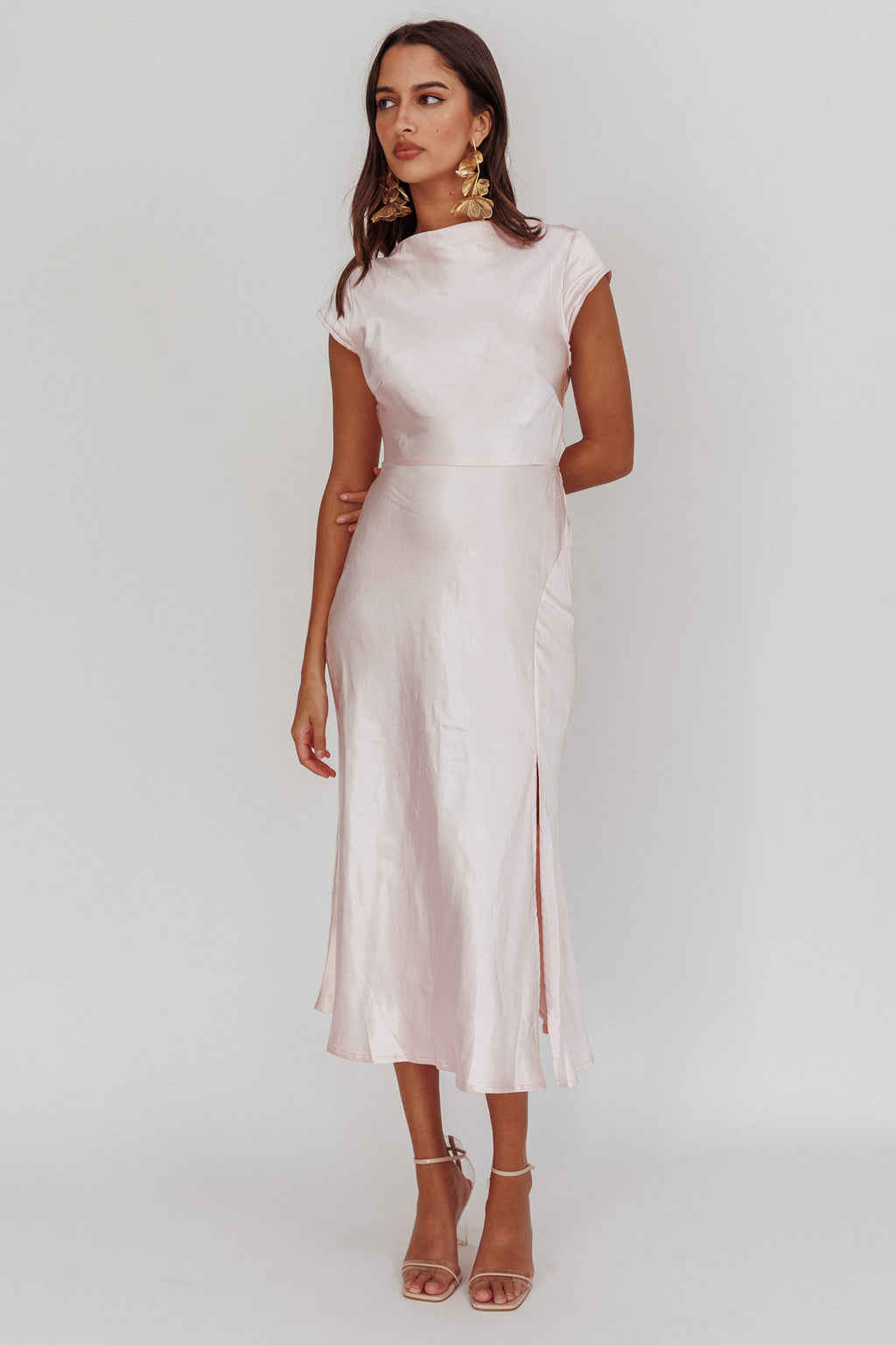Lucinda Twist Back Midi Dress Blush by Selfie Leslie Australia